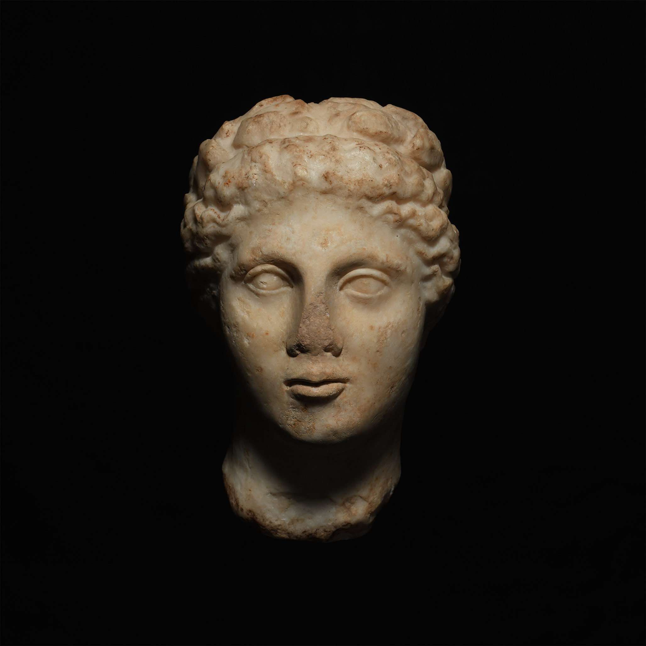 Greek Hellenistic Marble Head of a Nymph, Nereid or Aura