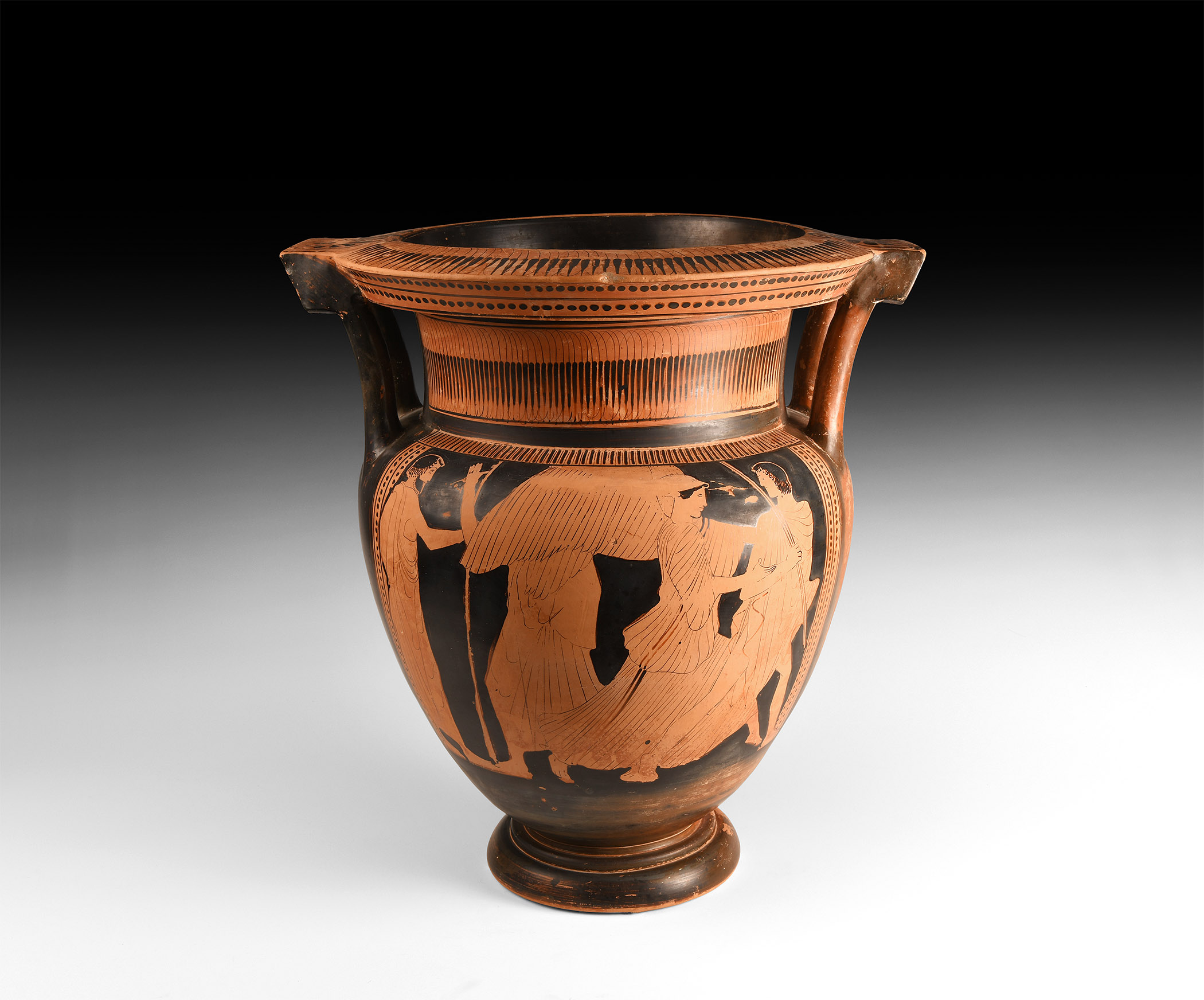 Large Greek Attic Red-Figure Column Krater with Myth of Kephalos Attributed to the Boreas Painter