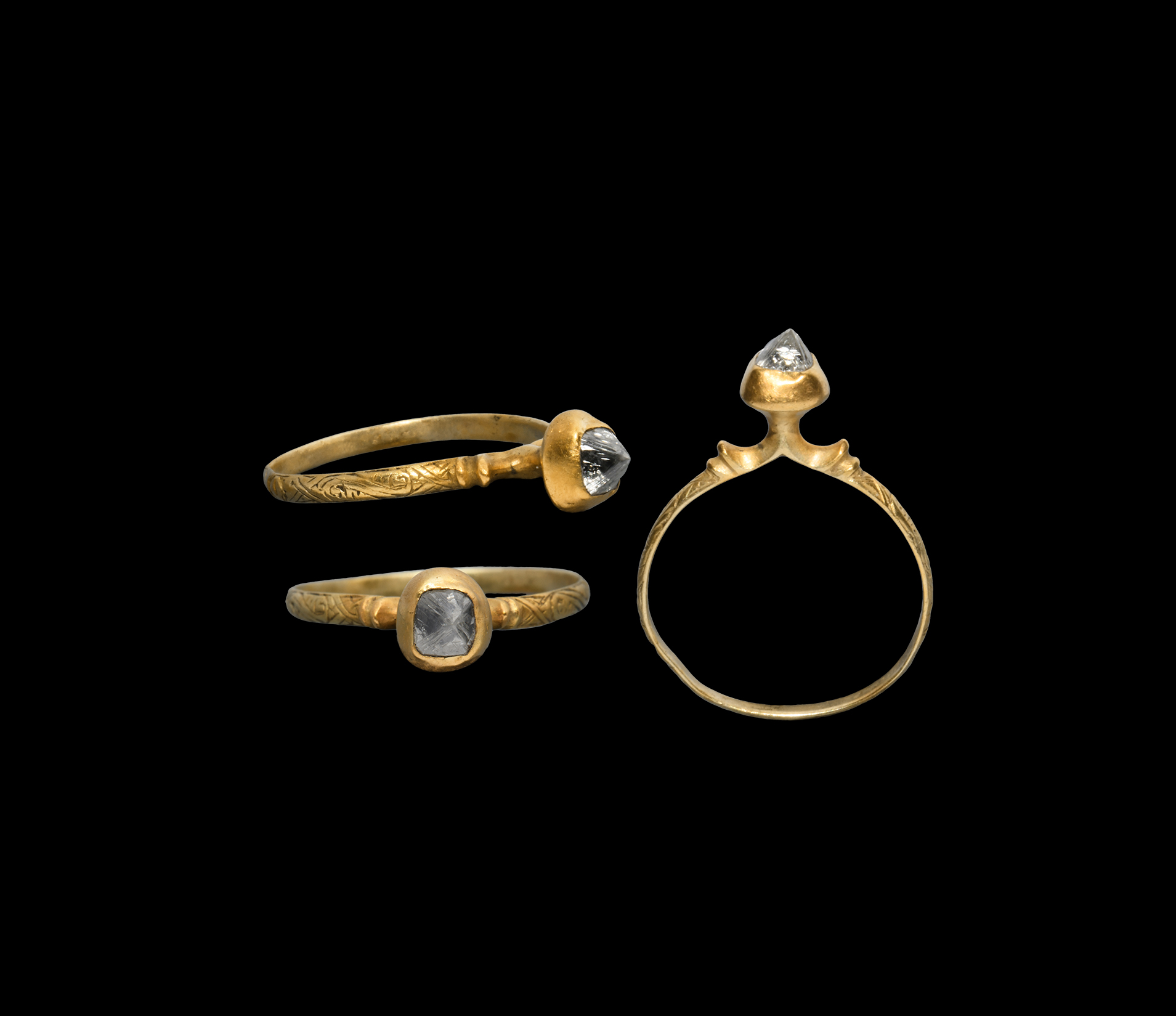 Medieval Gold Love Ring with Historic Natural Diamond