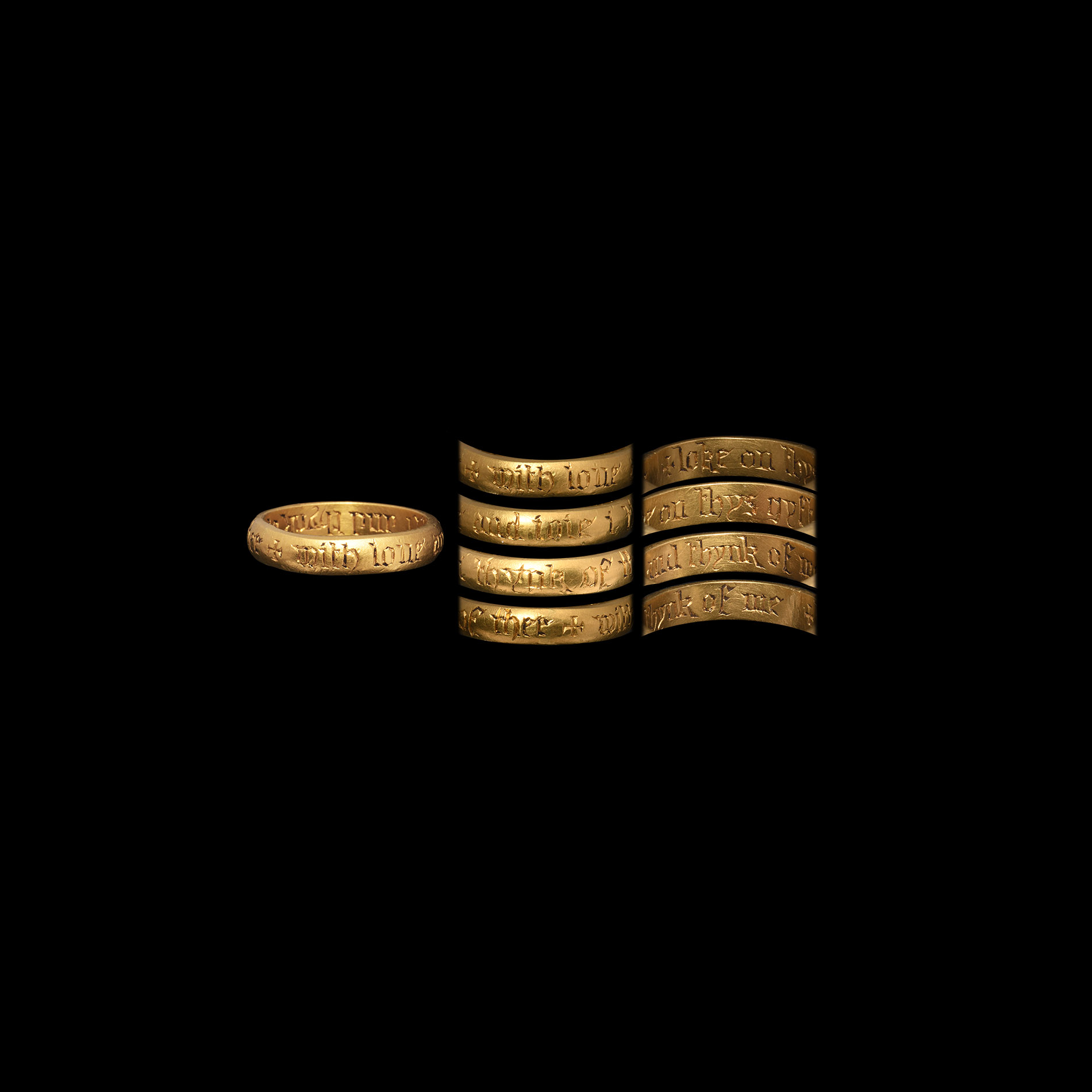 Late Medieval 'With Love and Joy I Think of Thee' Gold Posy Ring