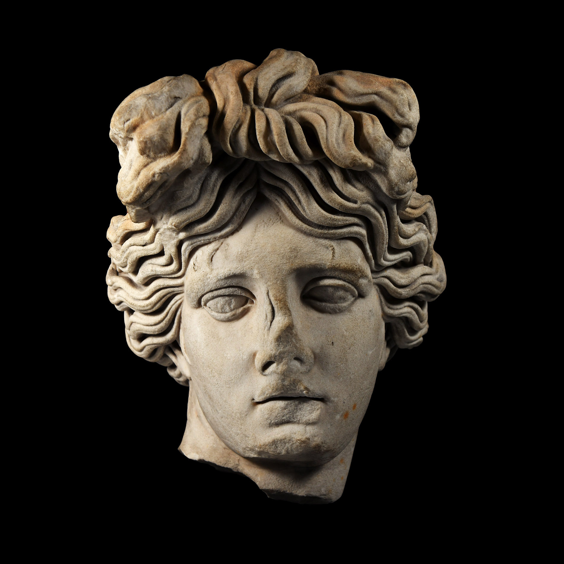 Monumental Roman Marble Head of Apollo Giustiniani