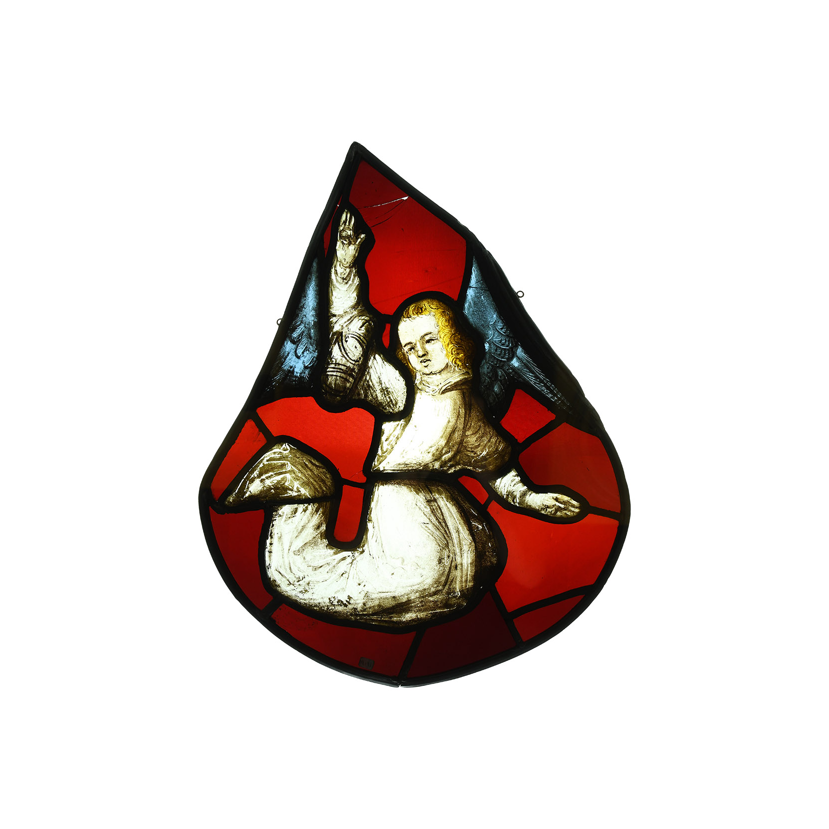 Medieval Stained Glass Panel with Angel