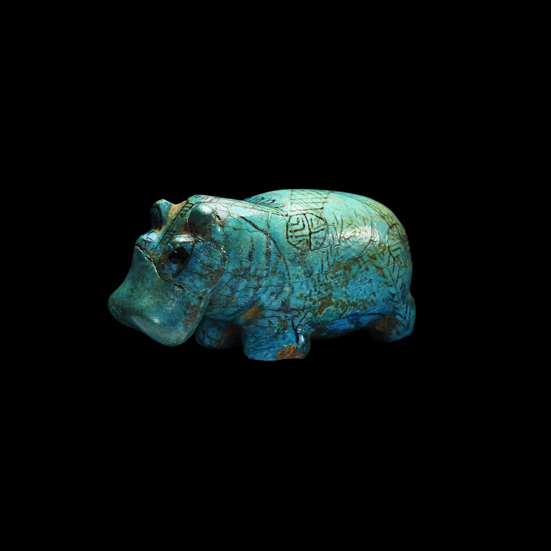 Egyptian Turquoise-Glazed Hippopotamus
