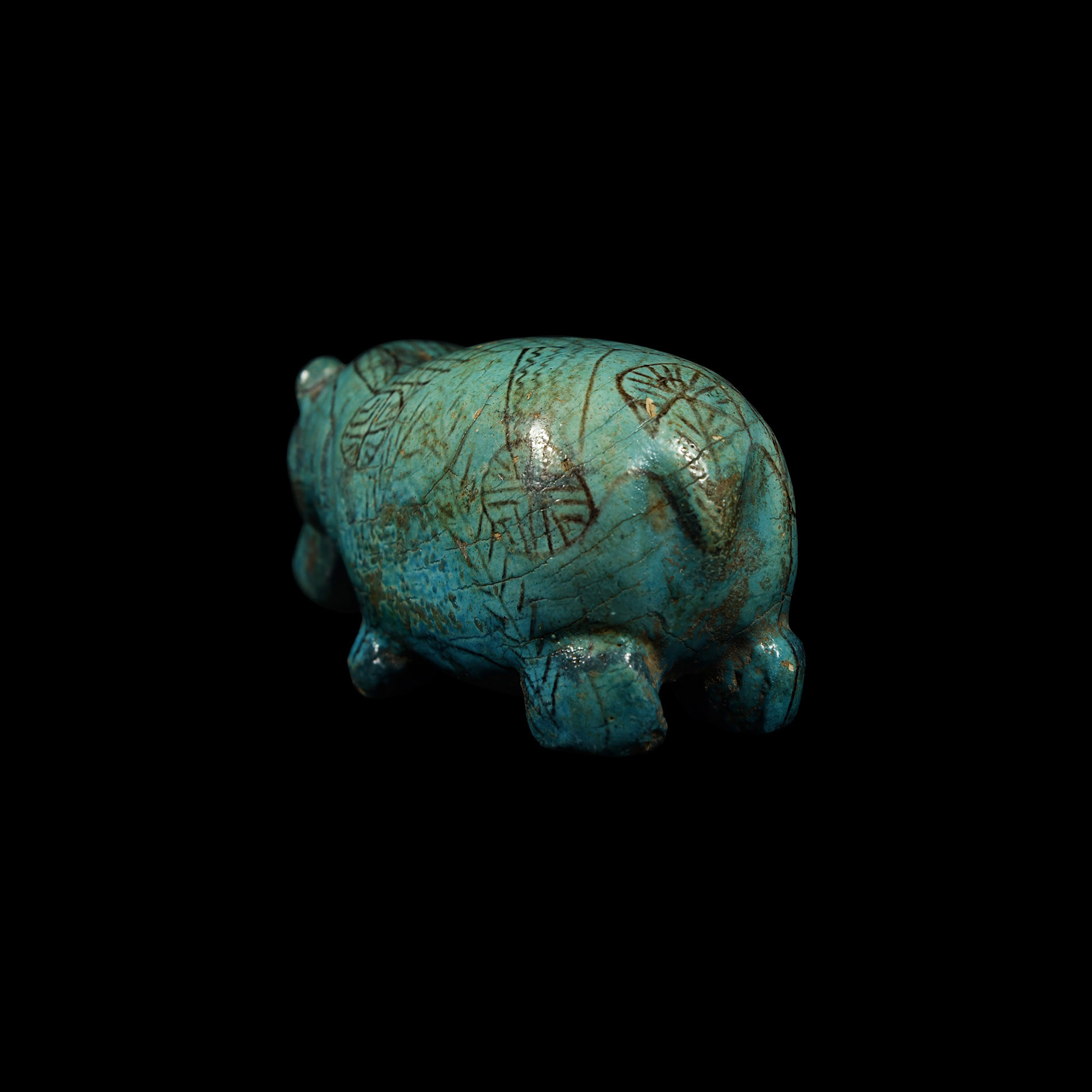 Egyptian Turquoise-Glazed Hippopotamus