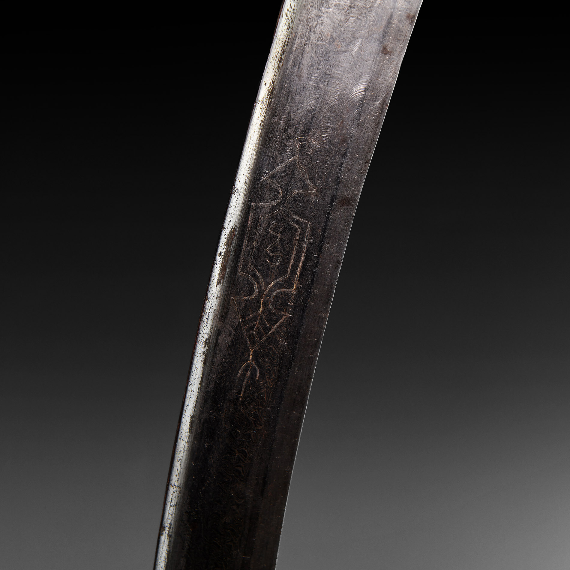 Ottoman Inscribed Pattern-Welded Yatagan Sabre