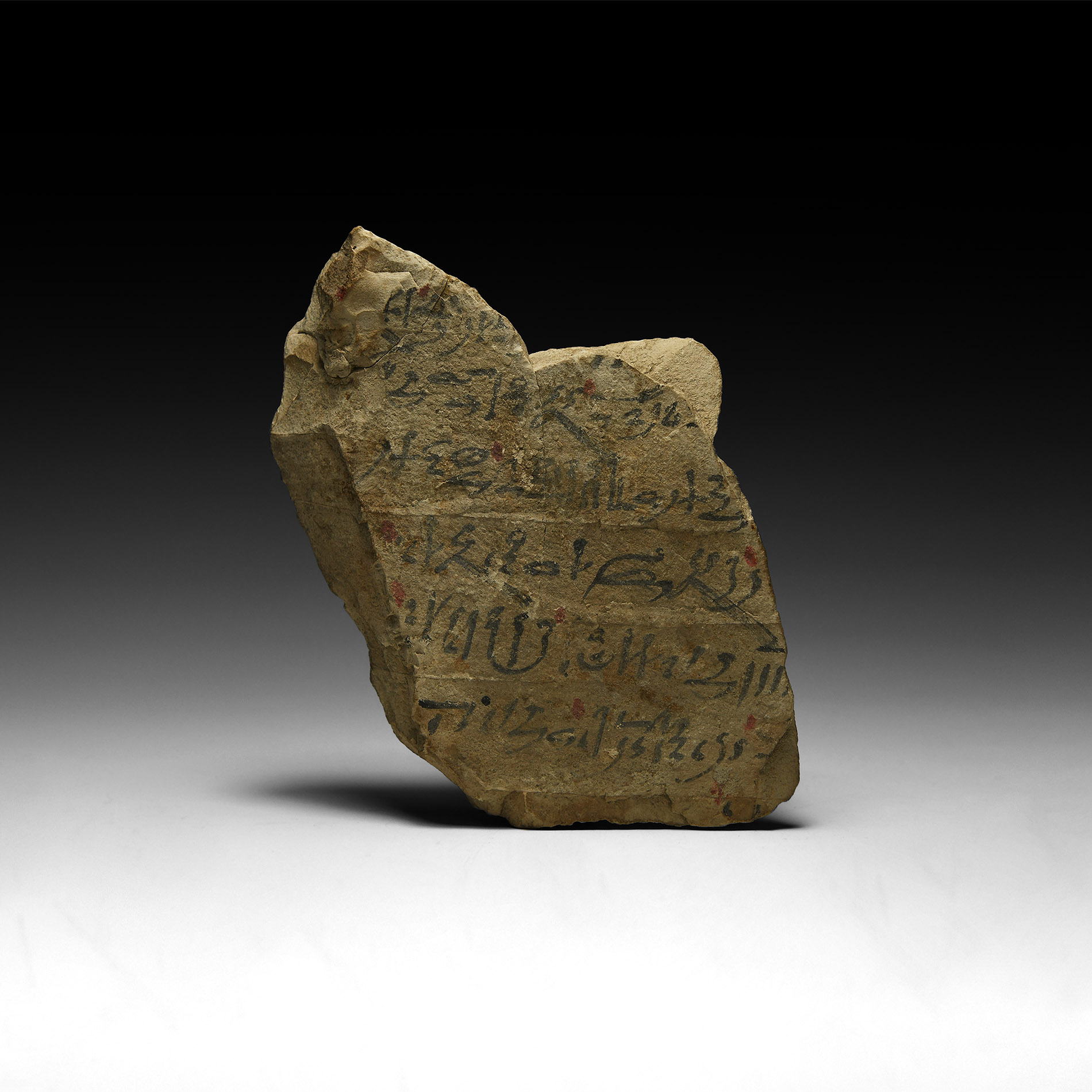 Unpublished Egyptian Hieratic Ostracon Featuring Merysekhmet with Extensive Hieratic Inscriptions