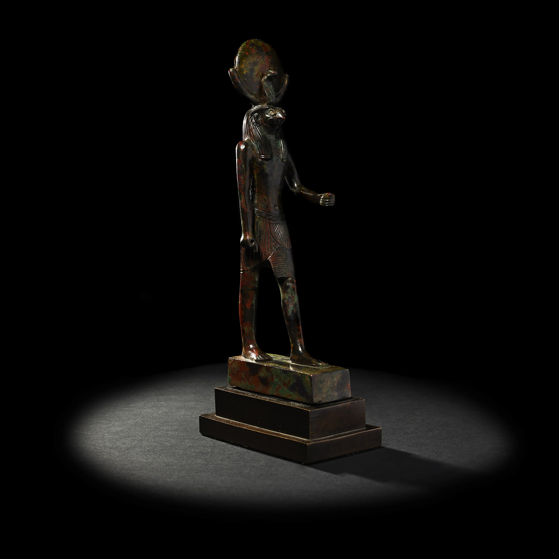 Large Egyptian Bronze Statue of Re-Horakhty
