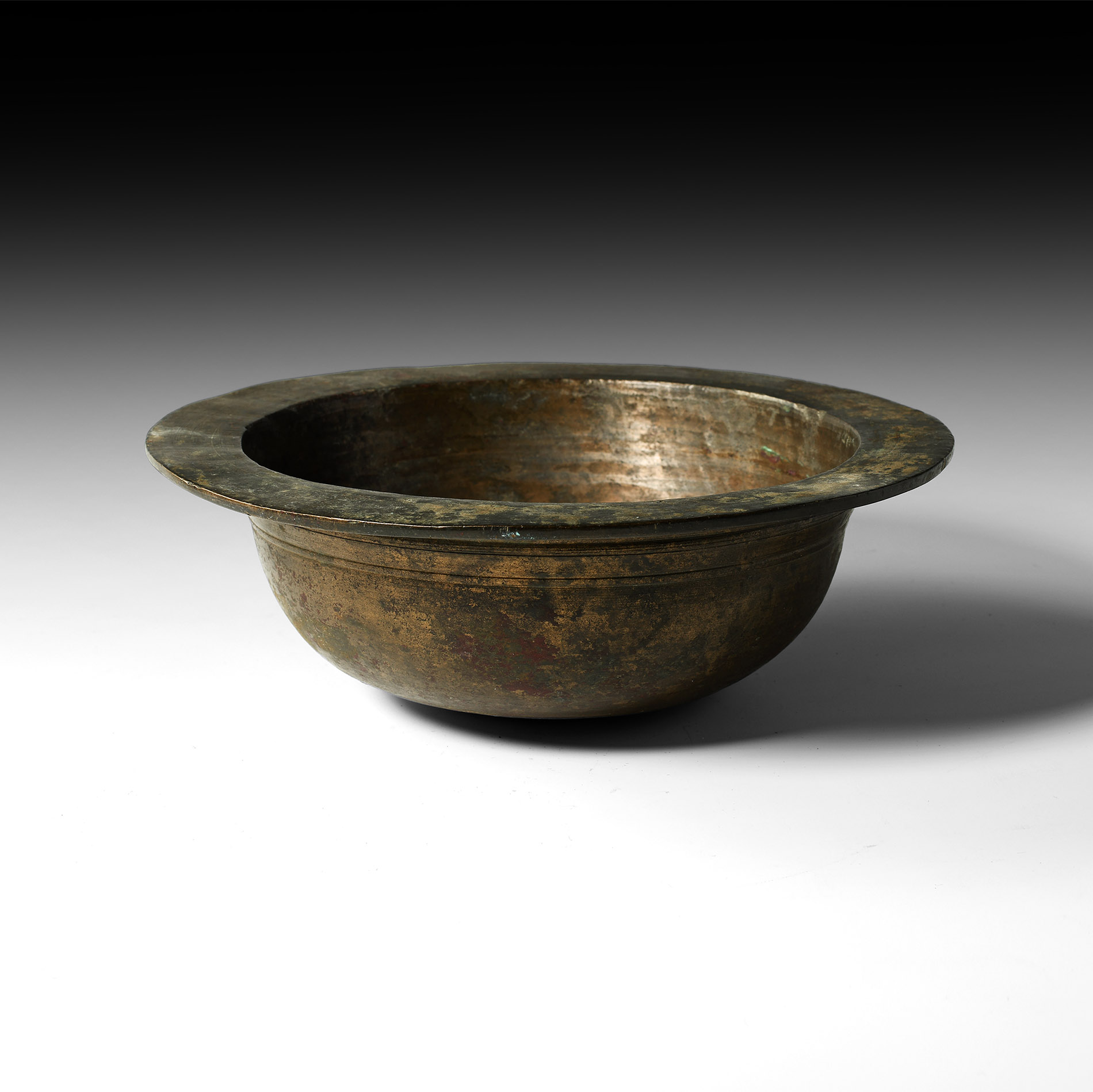 Western Asiatic Bronze Lamp Bowl with Flared Rim