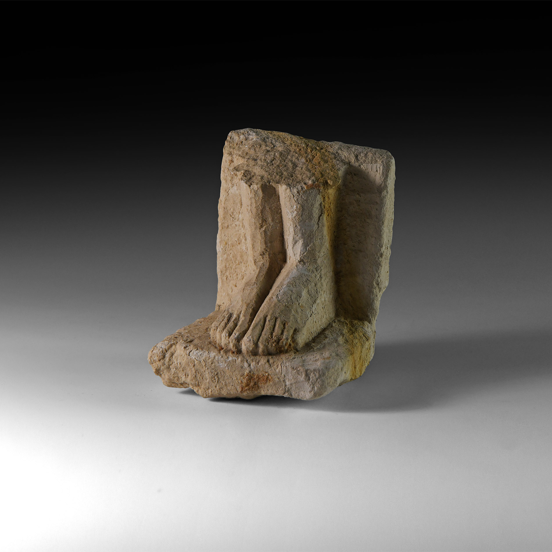 Egyptian Lower Legs from an Unfinished Limestone Figure