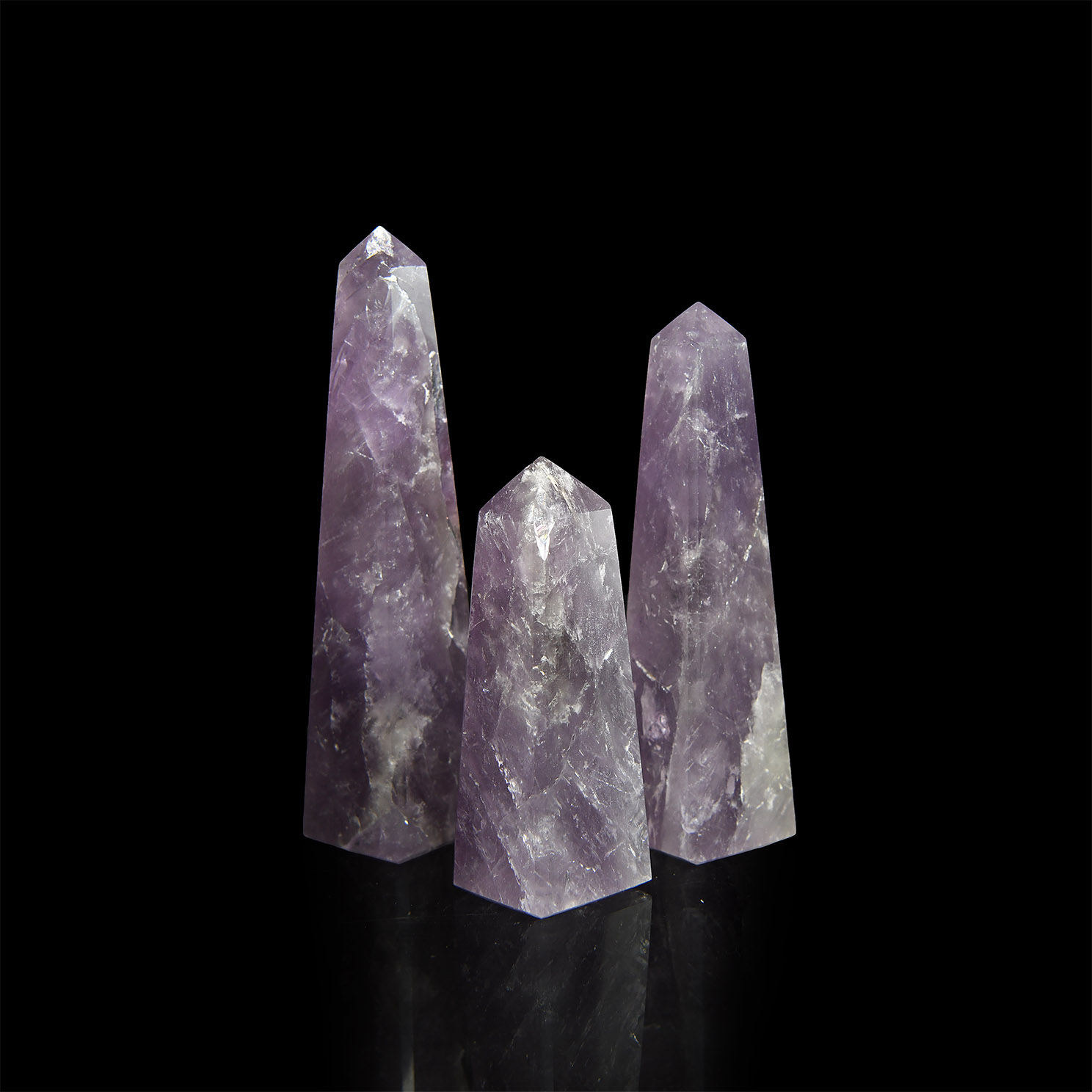 Cut and Polished Amethyst Crystal Obelisk Collection