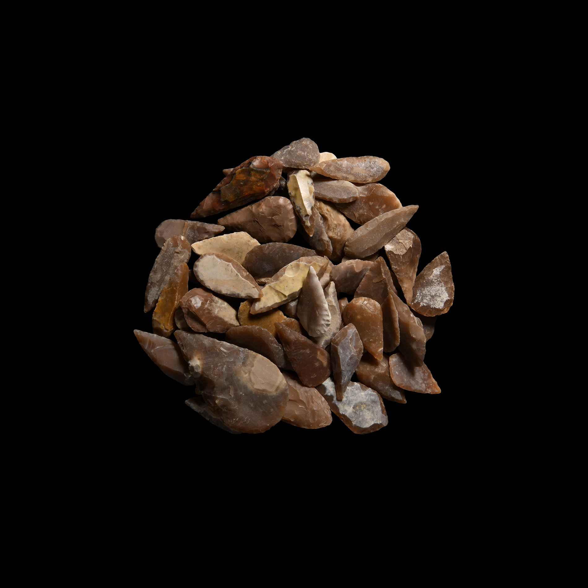 Stone Age Knapped Flint Arrowhead Collection