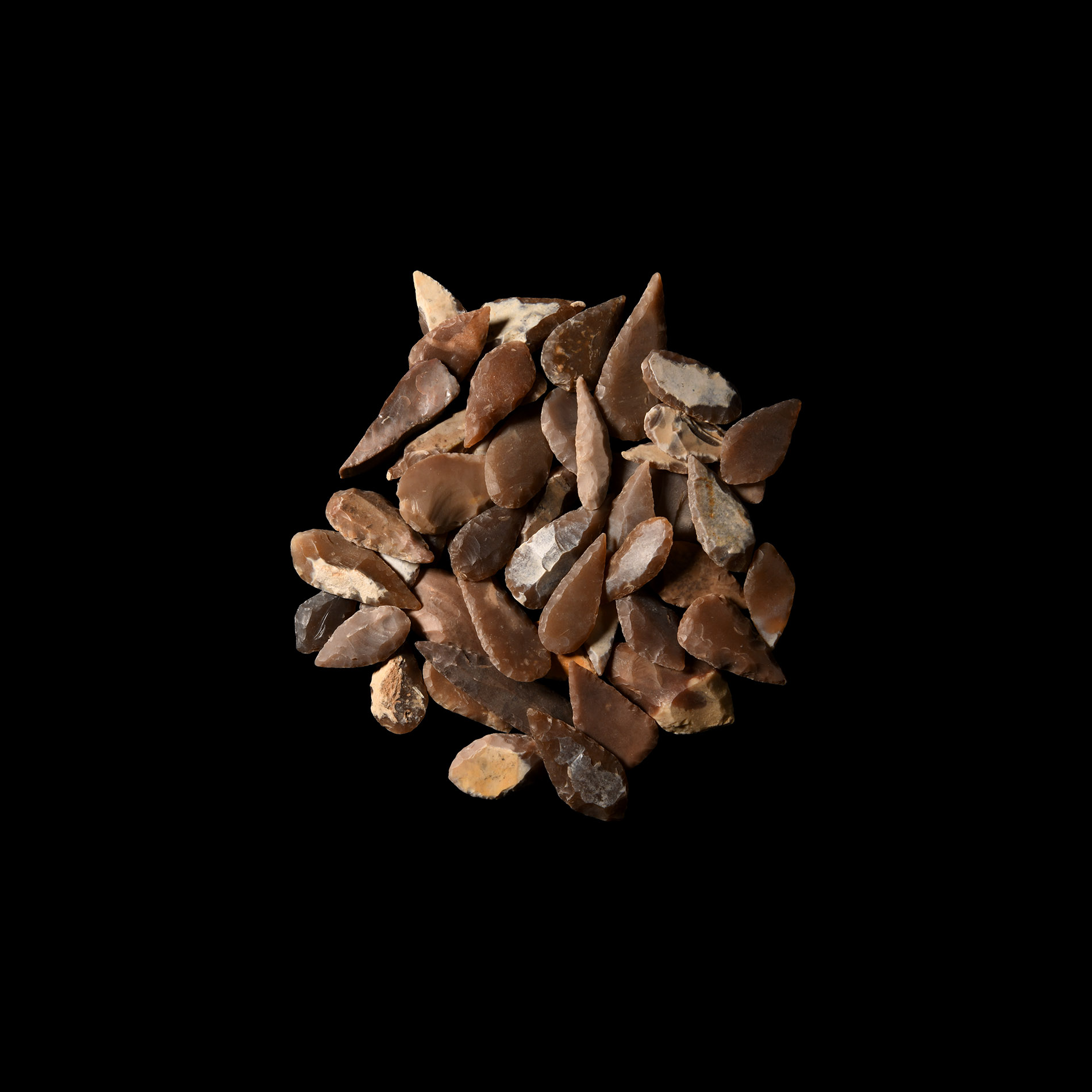 Stone Age Knapped Flint Arrowhead Collection