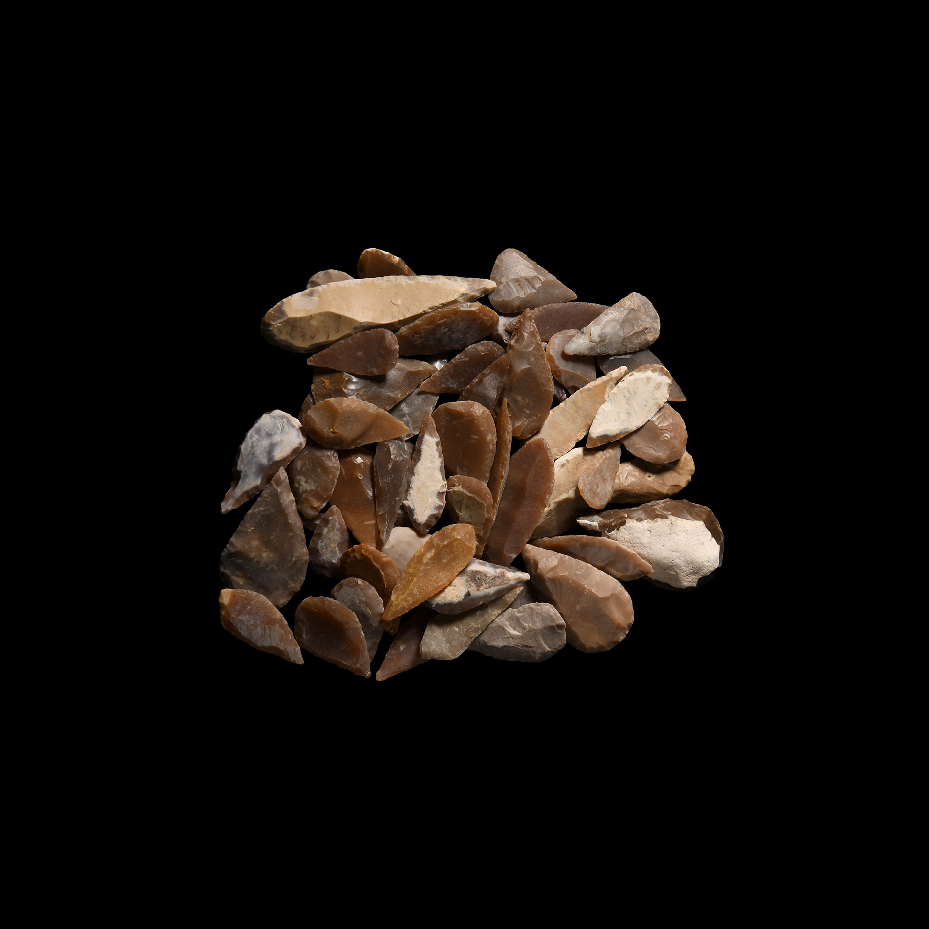 Stone Age Knapped Flint Arrowhead Collection
