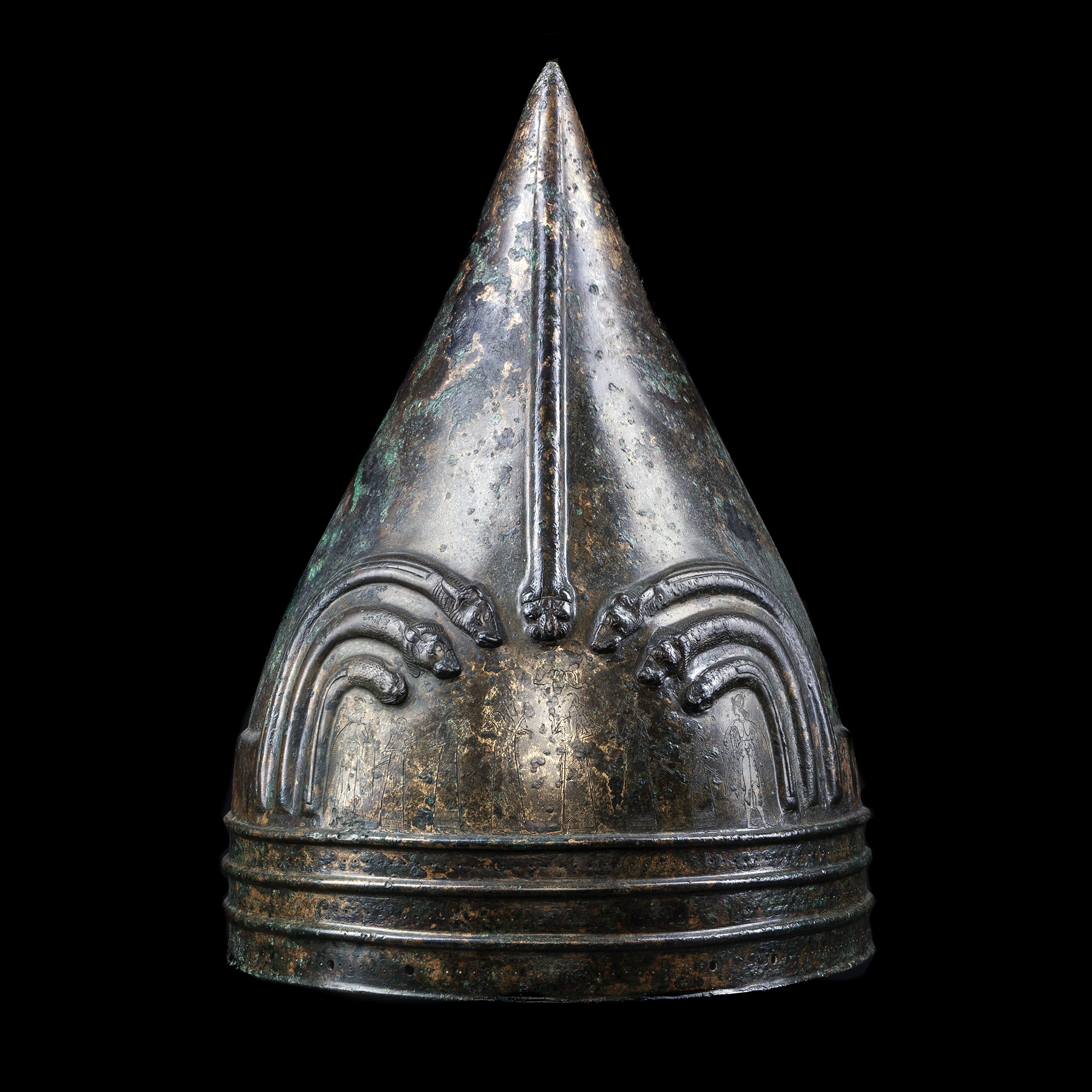 Urartian Helmet with Worshipping Scenes and Crowned Kings