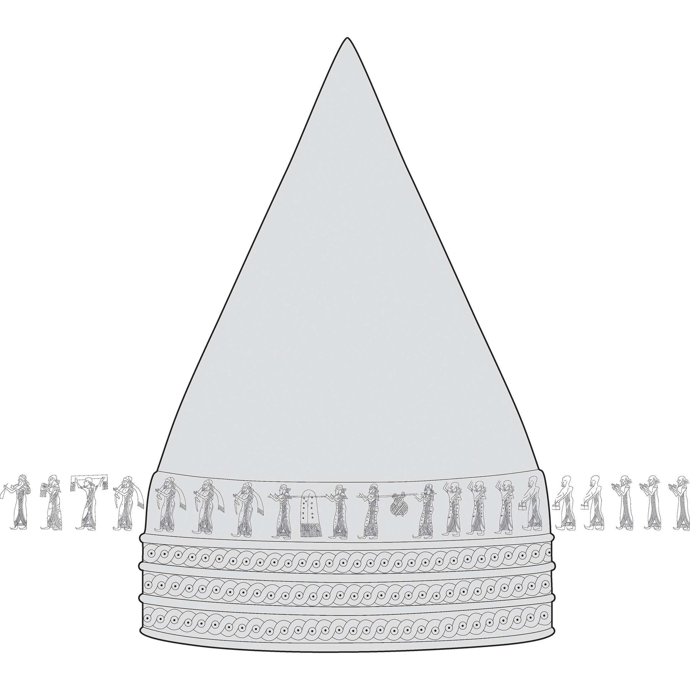 Urartian Helmet with Worshipping Scenes and Crowned Kings