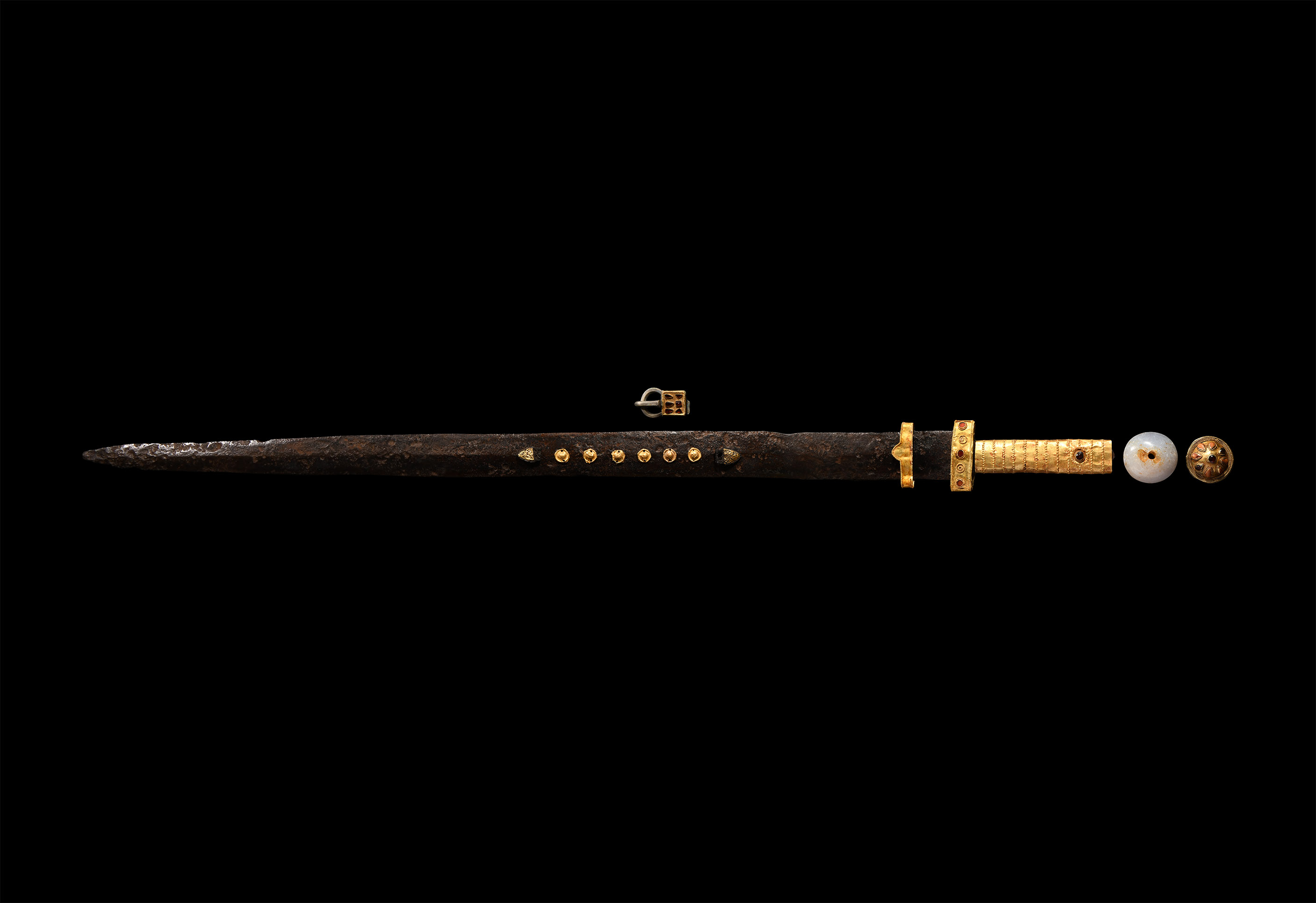 Migration Period Sword with Gold and Garnet Fittings