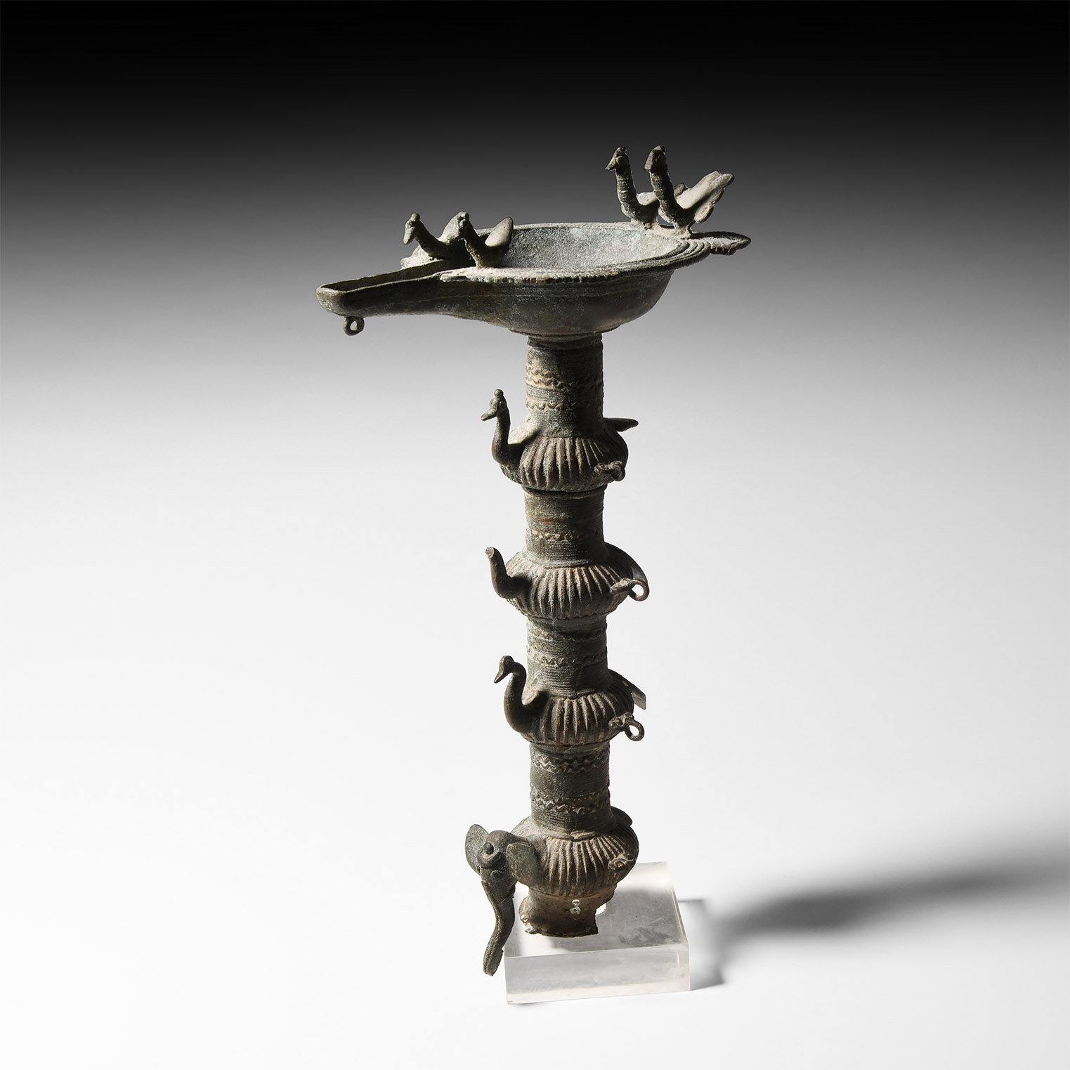 Indian Bronze Five-Tiered Oil Lamp
