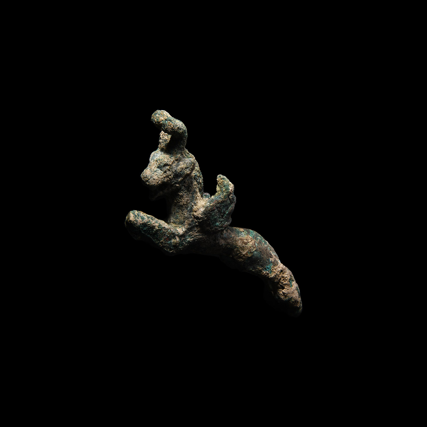Western Asiatic Bronze Leaping Horned and Winged Lion