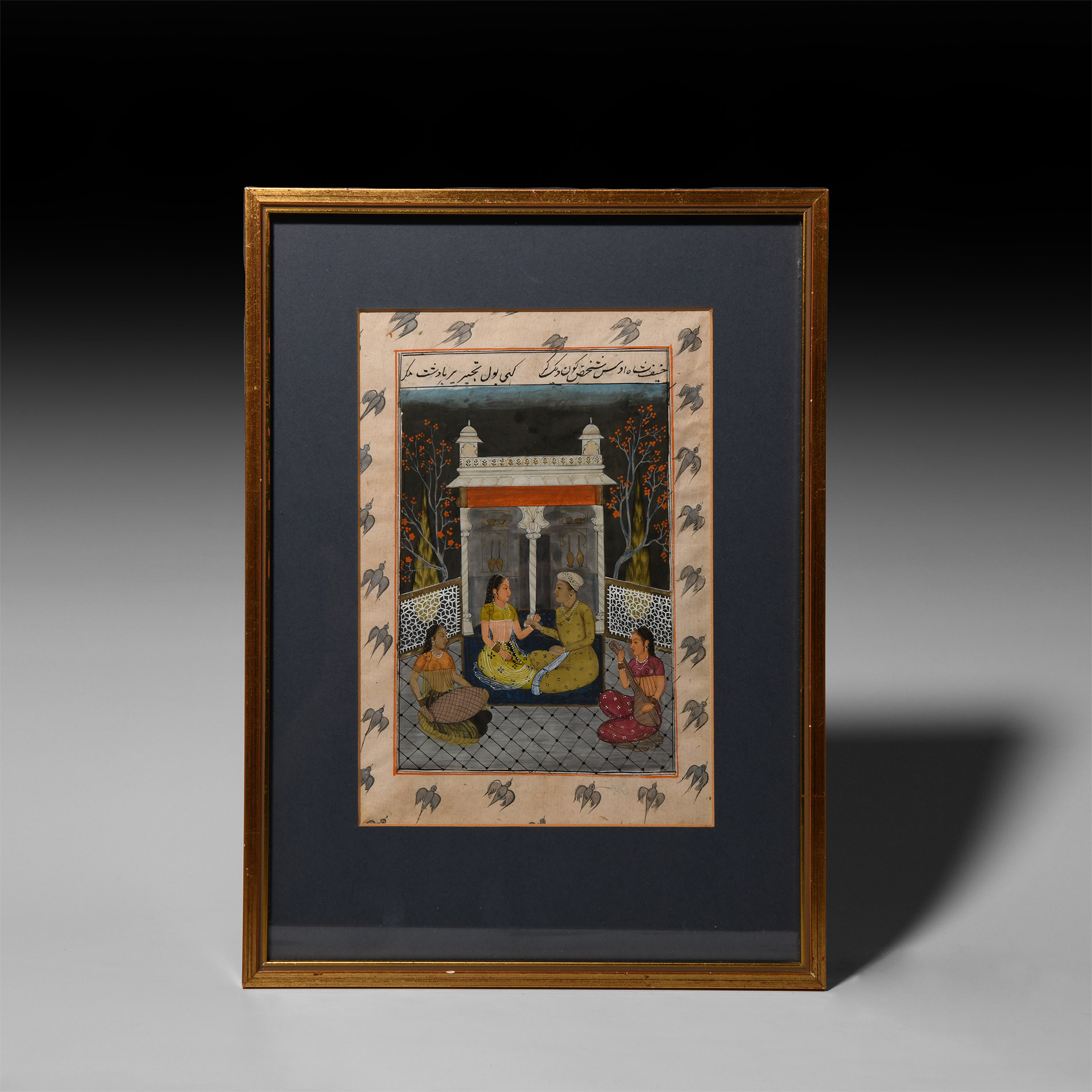 Framed Indian  Watercolour Manuscript Leaf