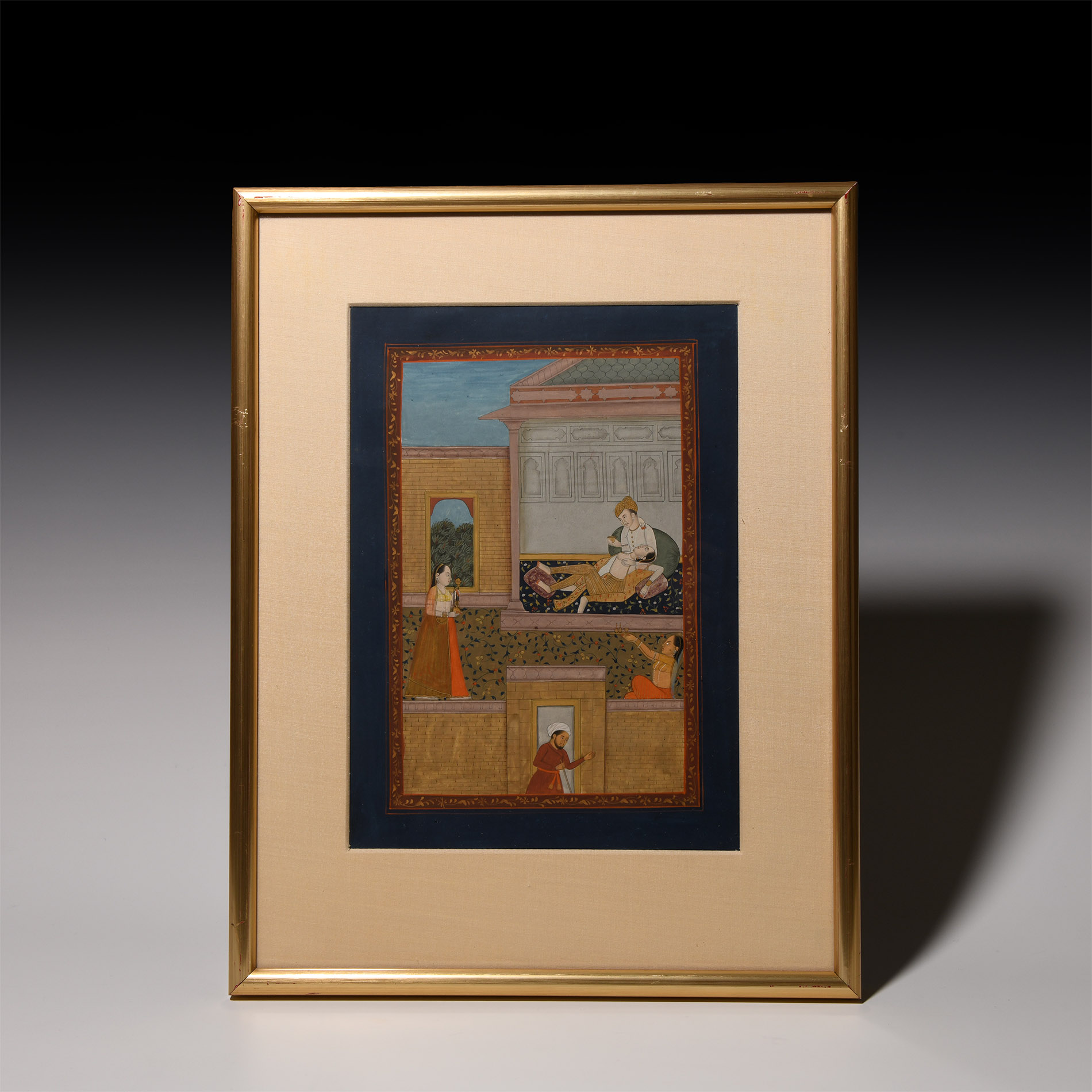 Framed Indian Watercolour Manuscript Leaf
