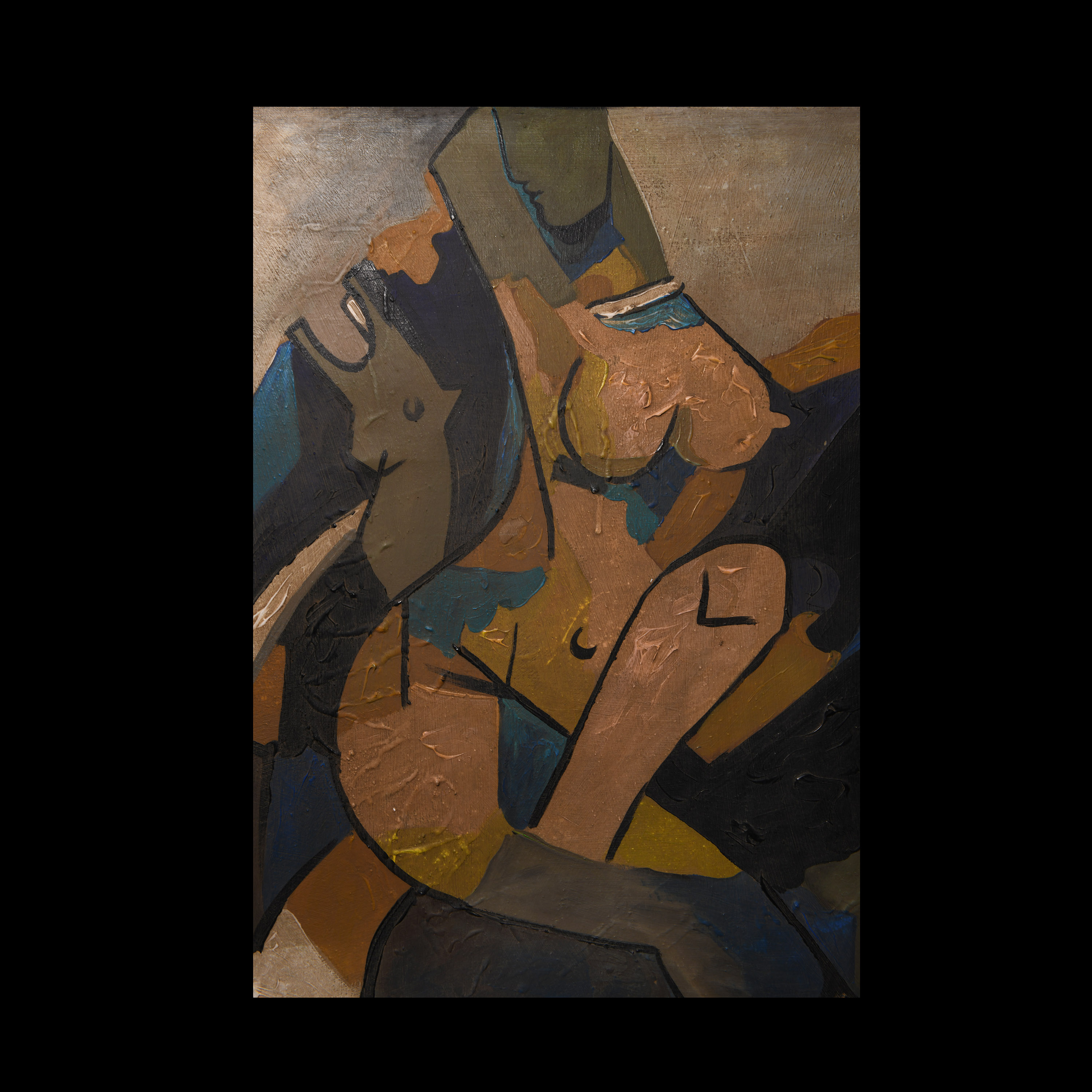 Indian M.F. Husain Painting of Taming the Beast