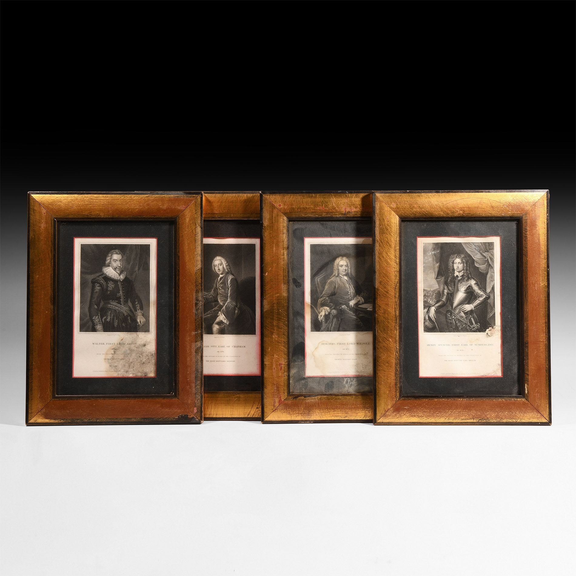 Gilt Framed Set of Historical Prints