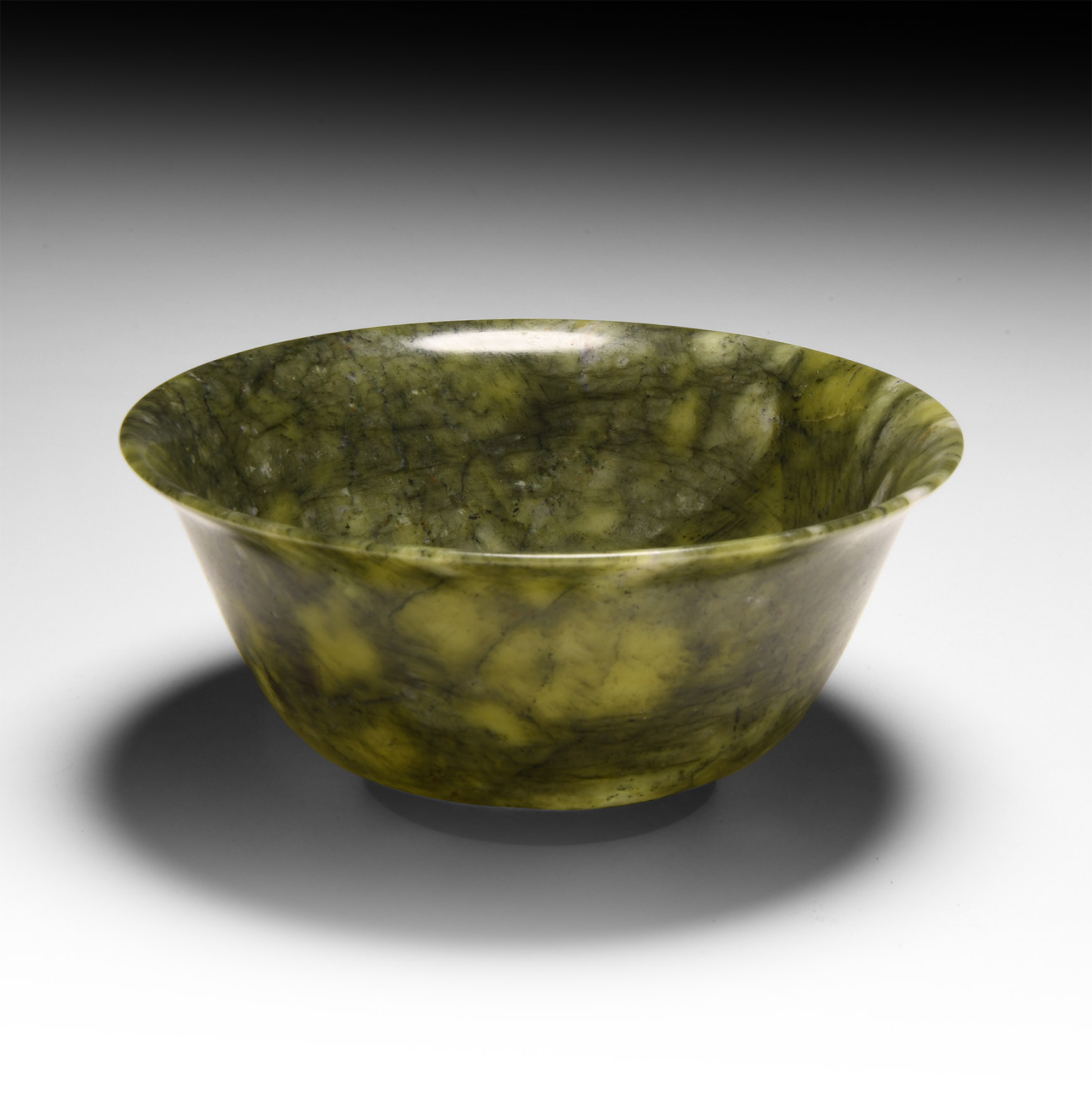 Chinese Mottled Green Jade Bowl