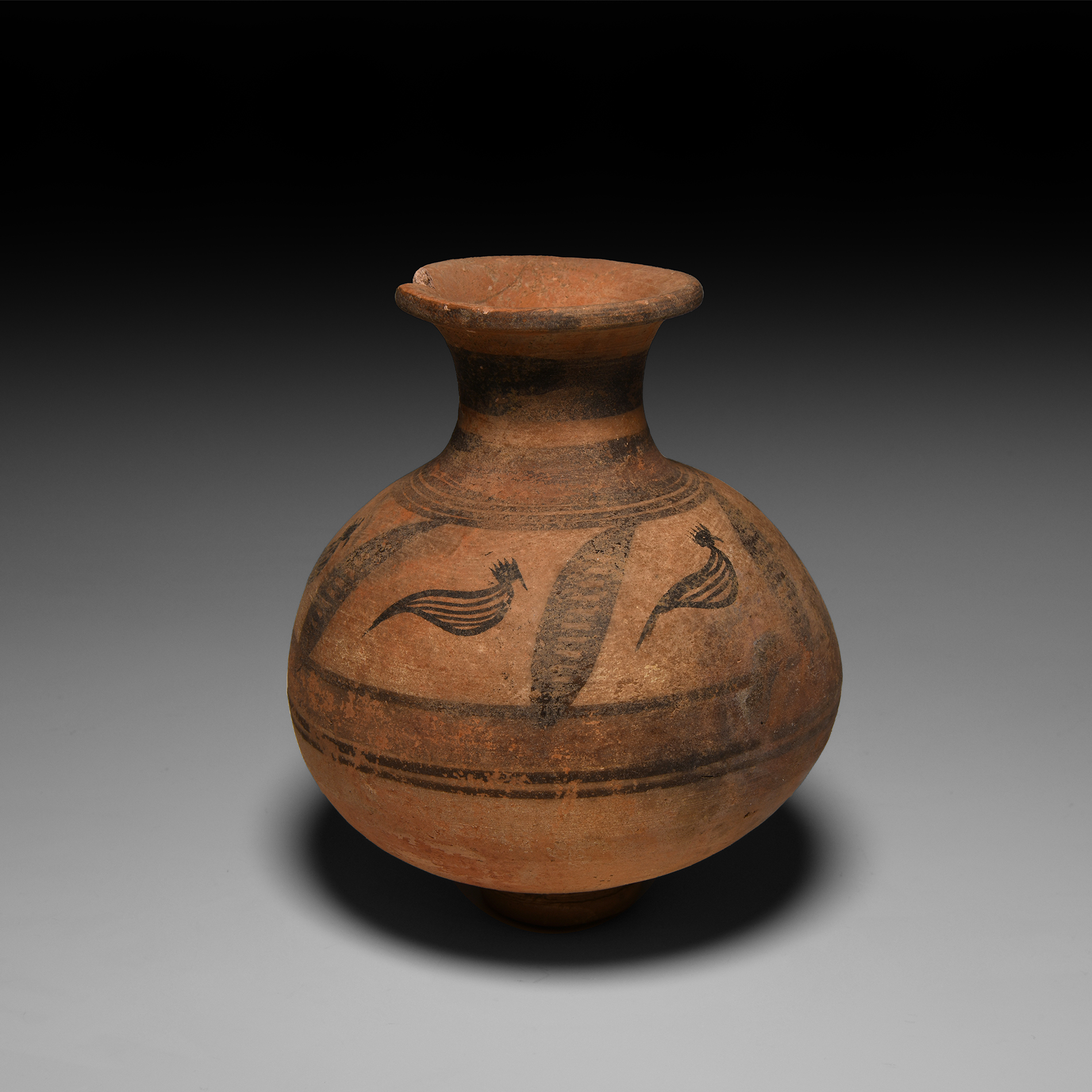 Western Asiatic Painted Terracotta Vase with Birds