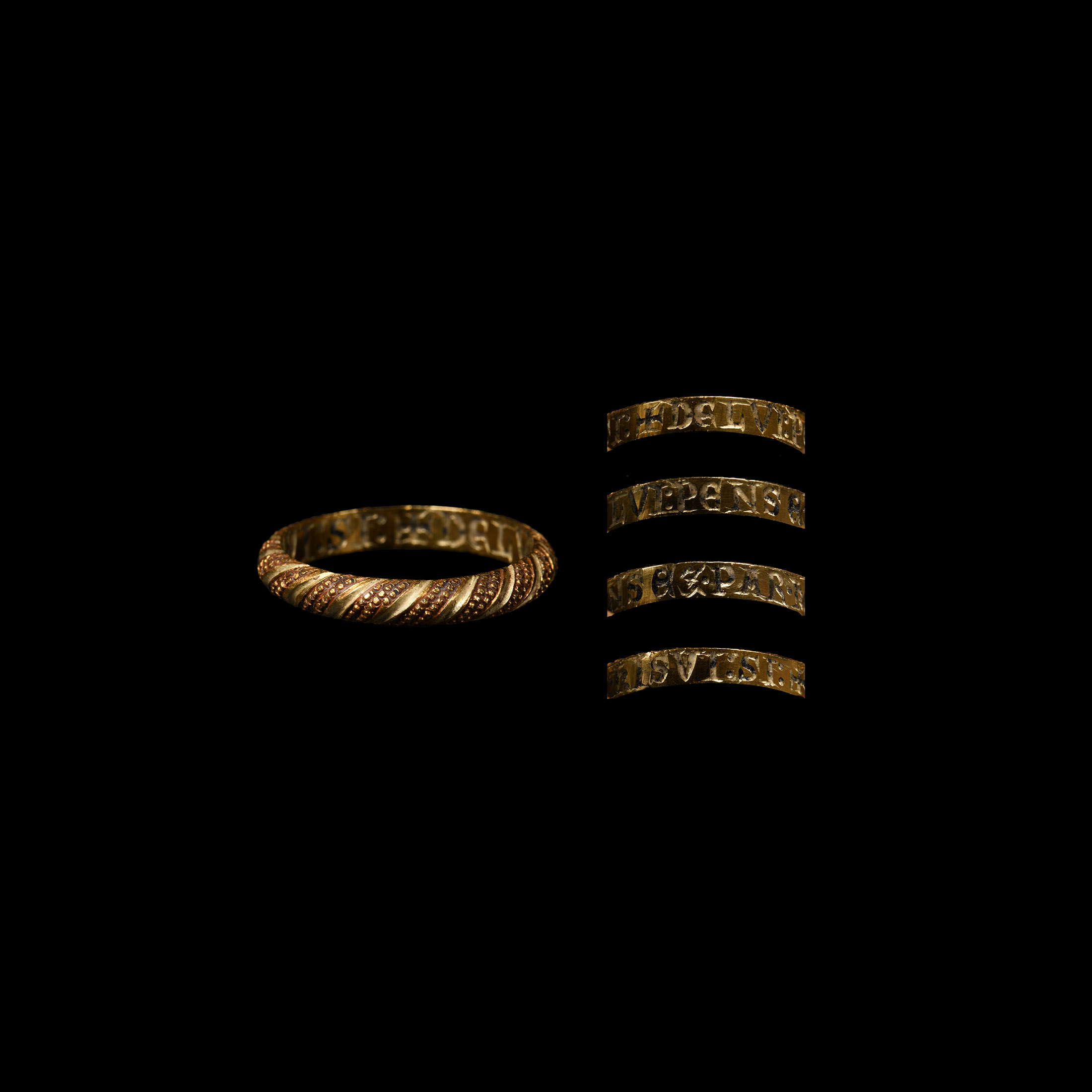 'The Breamore House' Medieval Bi-Gold 'Think Of Him By Whom I Am Here' Posy Ring
