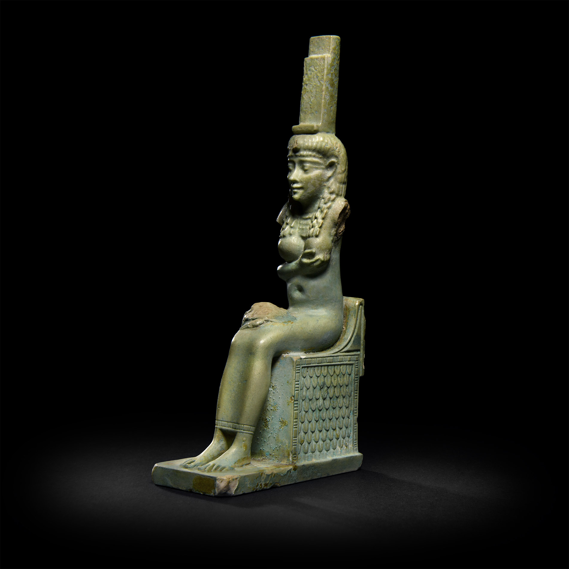 Very Large Egyptian Figure of Isis Seated on a Throne