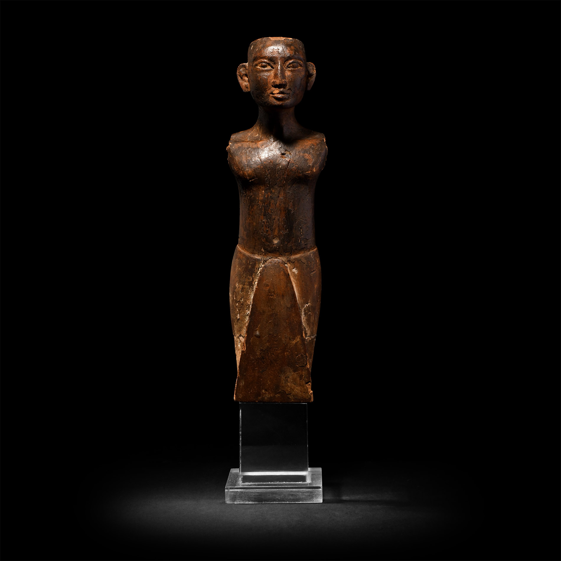 Large Egyptian Wooden Dignitary Figure