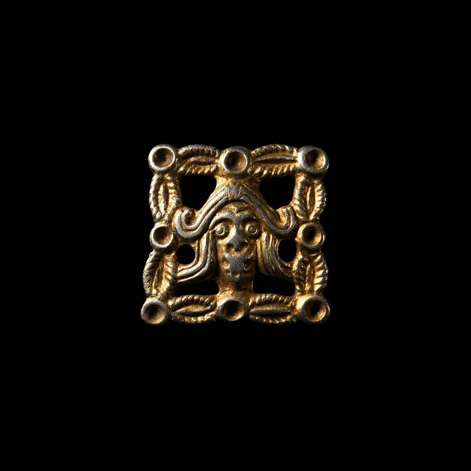 Khazar Silver-Gilt Sword Belt Mount with Warrior