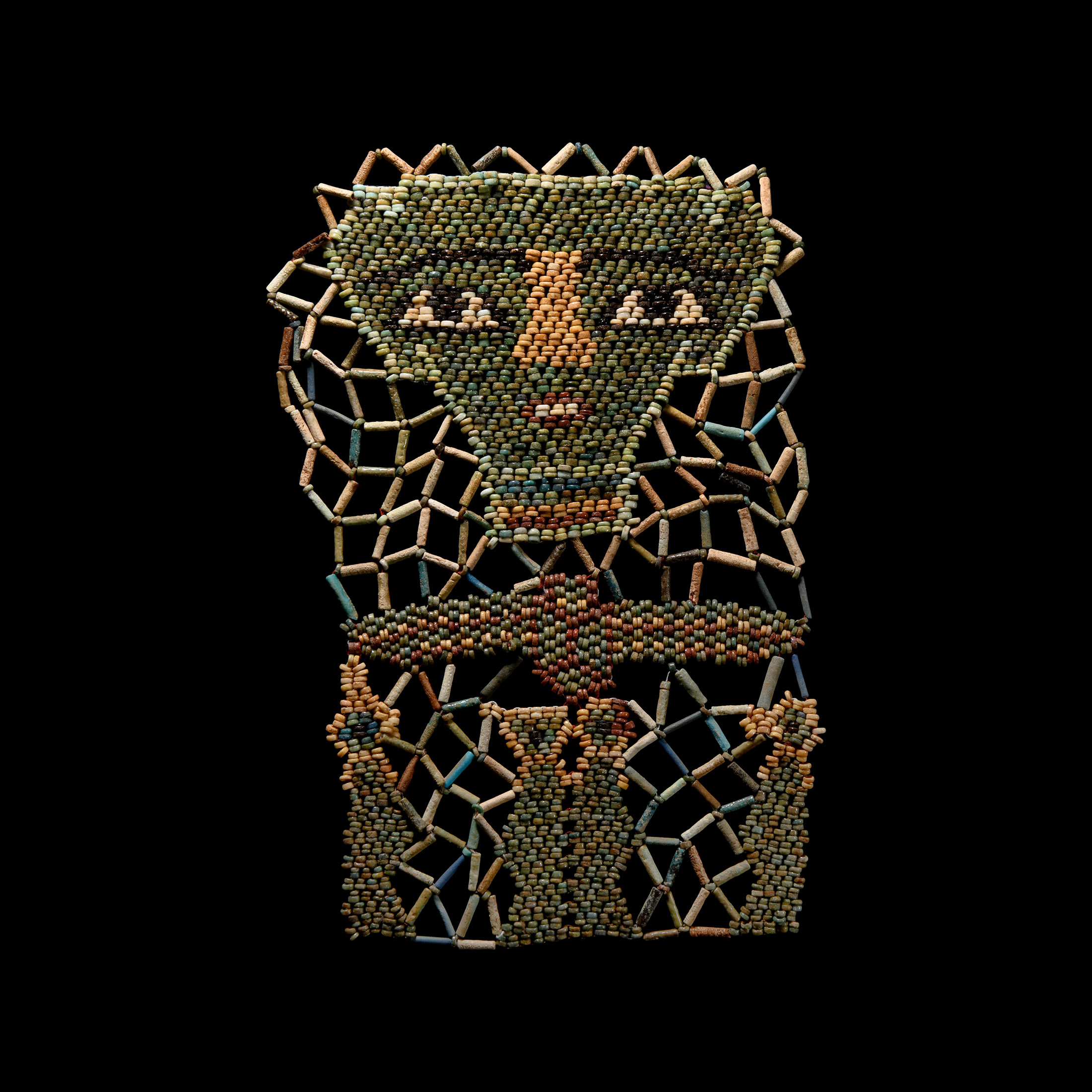 Egyptian Beaded Mummy Face Mask with Sons of Horus