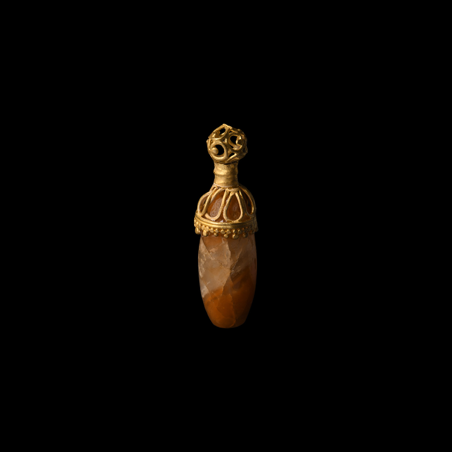 Western Asiatic Gold Pendant with Carnelian Bead