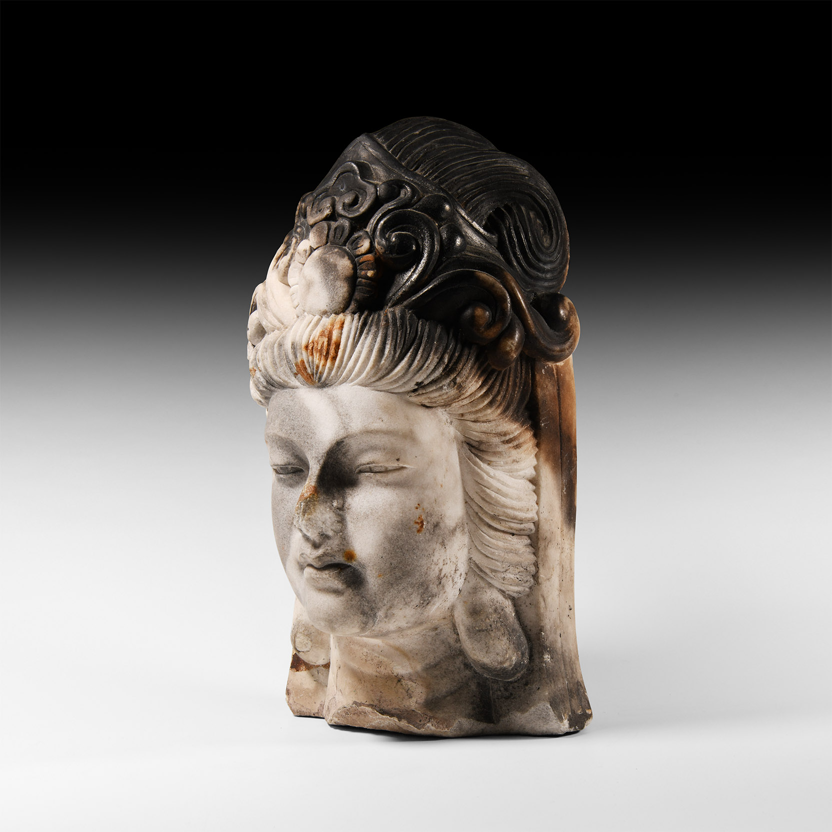 Chinese Diademed Marble Head