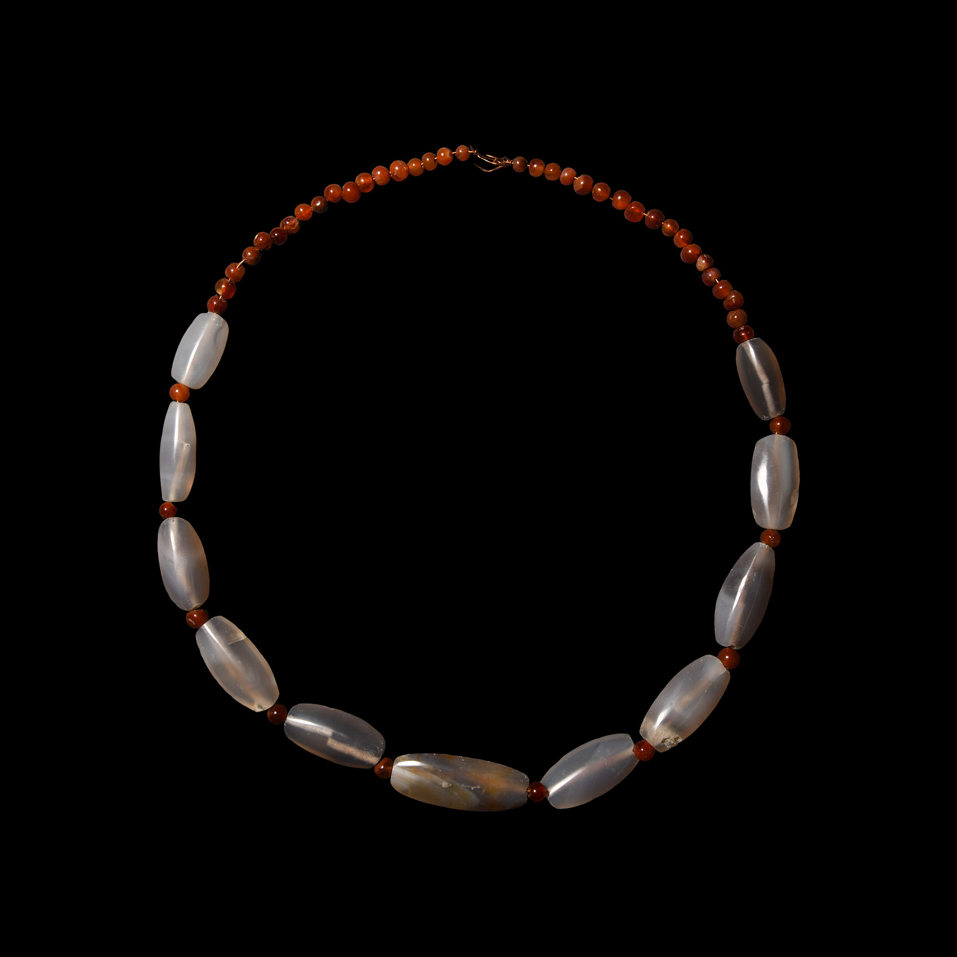 Western Asiatic Carnelian and Agate Bead String