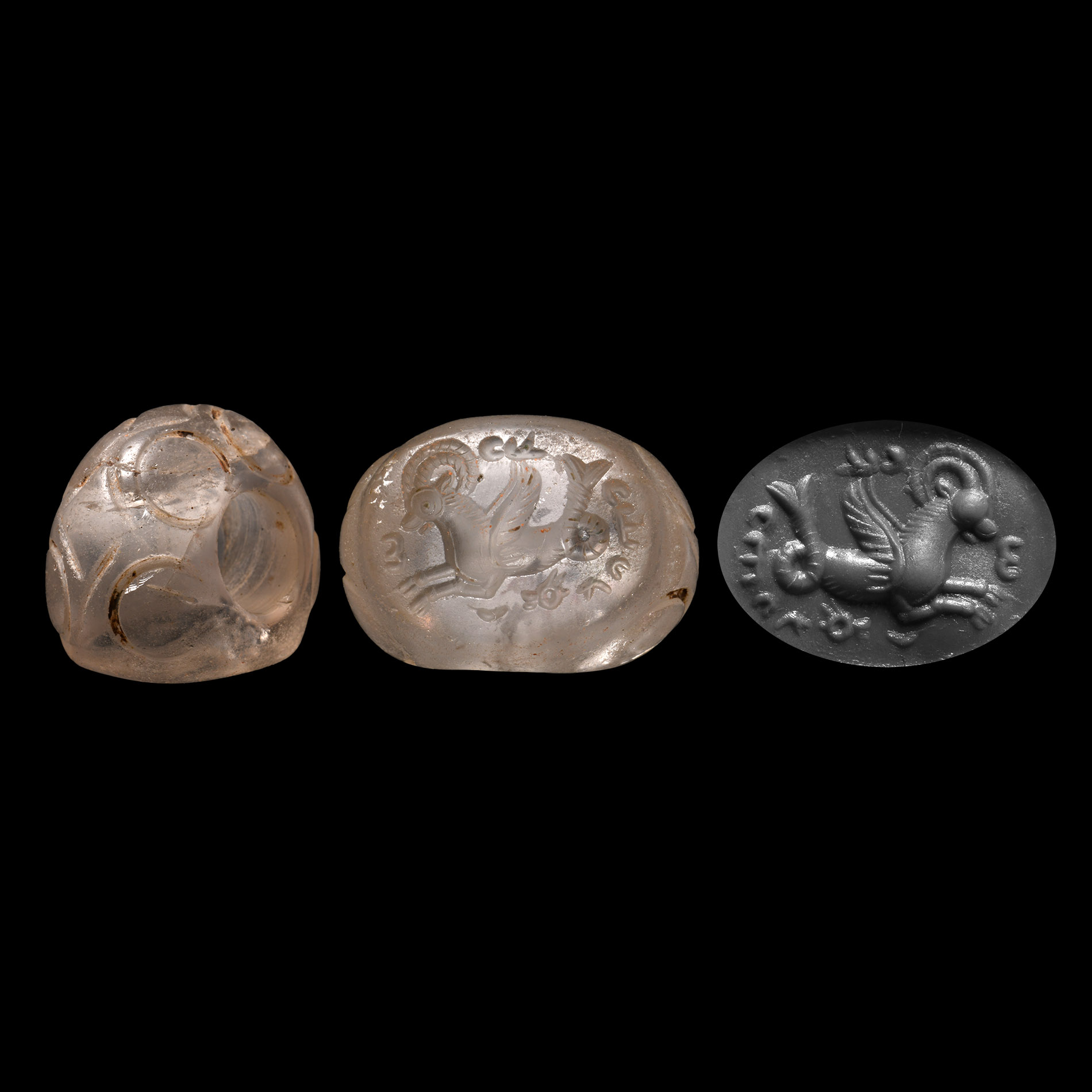 Sassanian Stamp Seal with Capricorn and Inscription