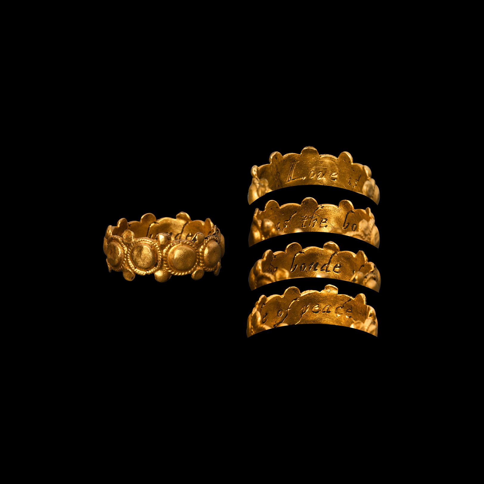 'The Brookland' Late Tudor 'Love is the Bond of Peace' Gold Posy Ring