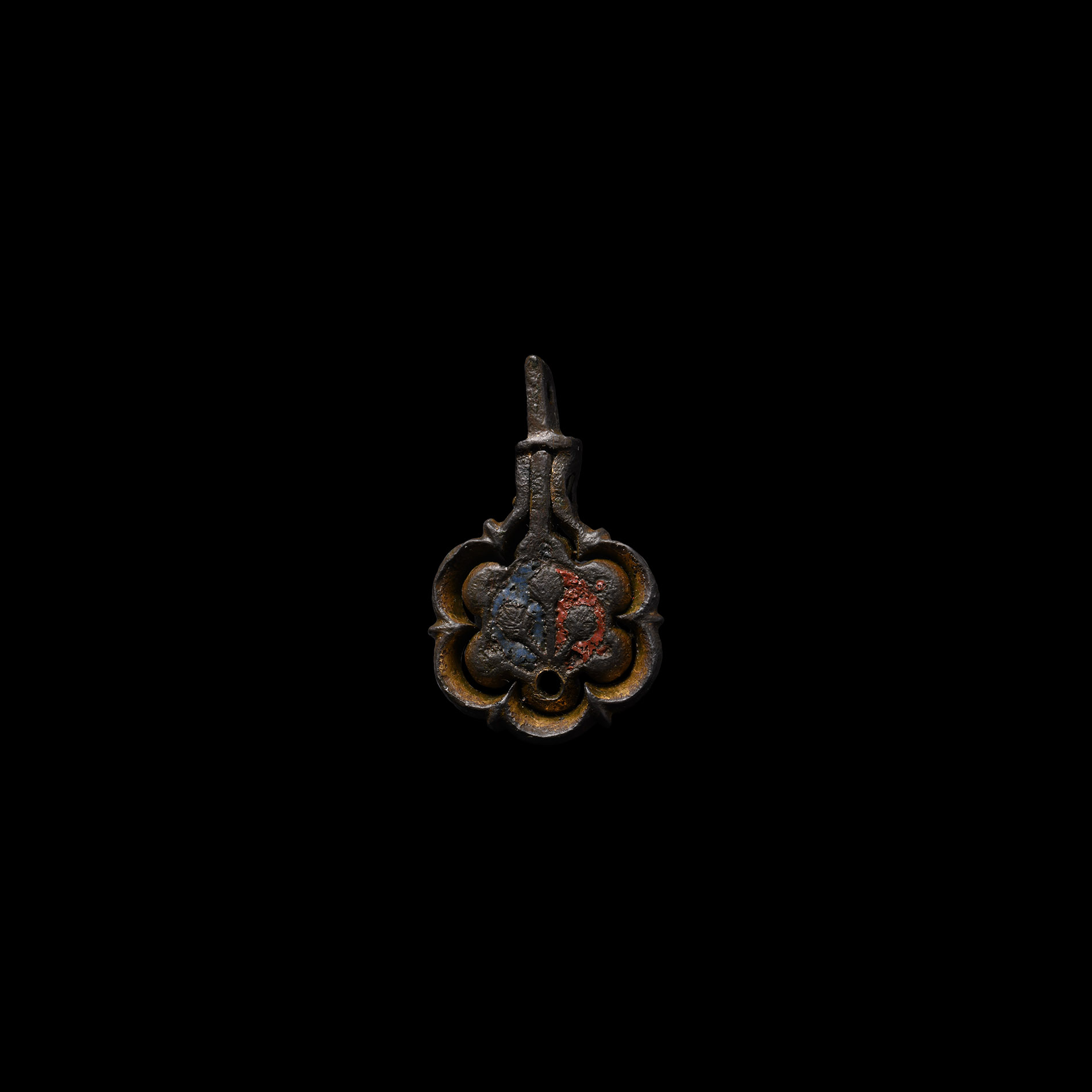 Medieval Gilt Bronze Knight's Heraldic Horse Harness Pendant with Thistle