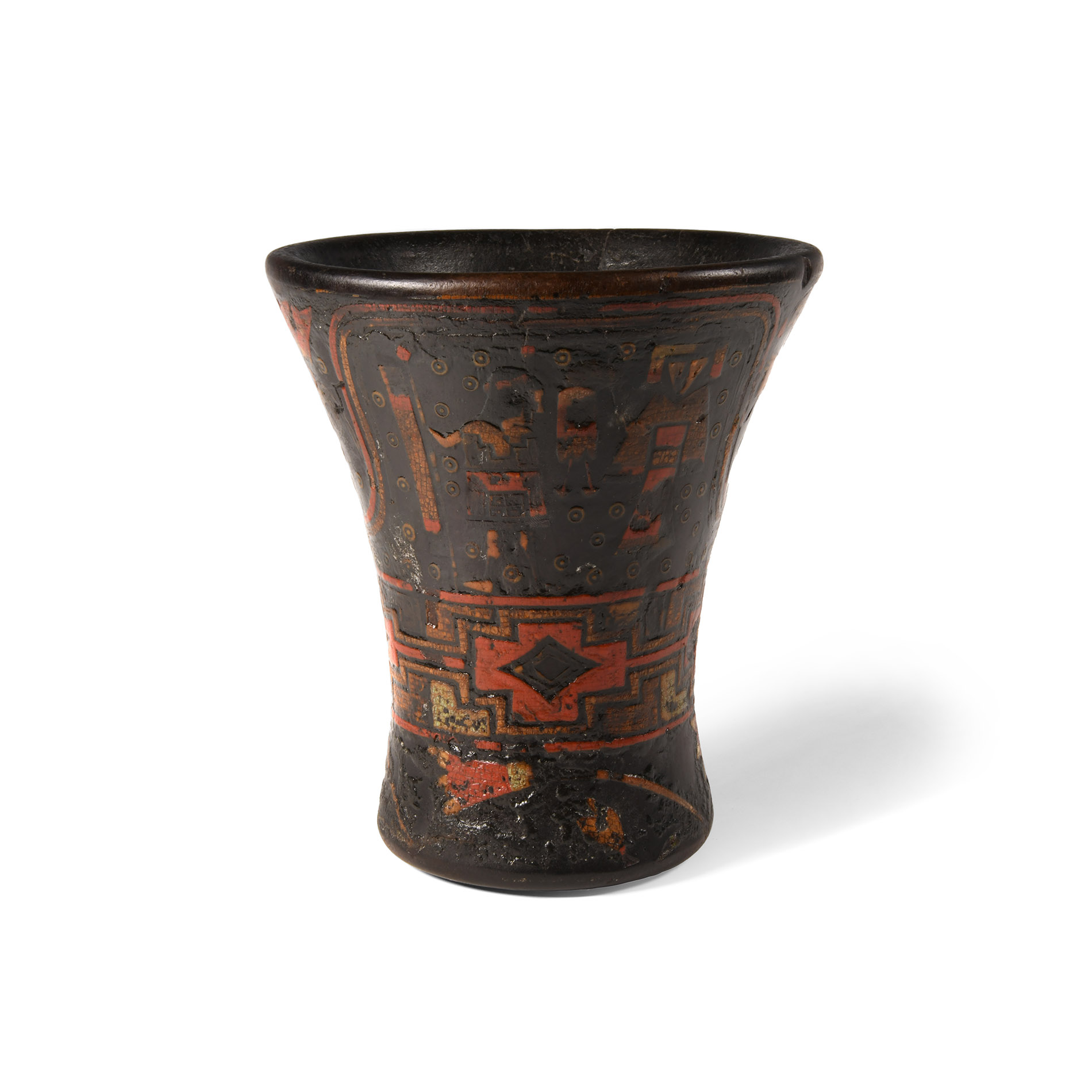 Pre-Columbian Late Inca Polychrome Wooden Kero