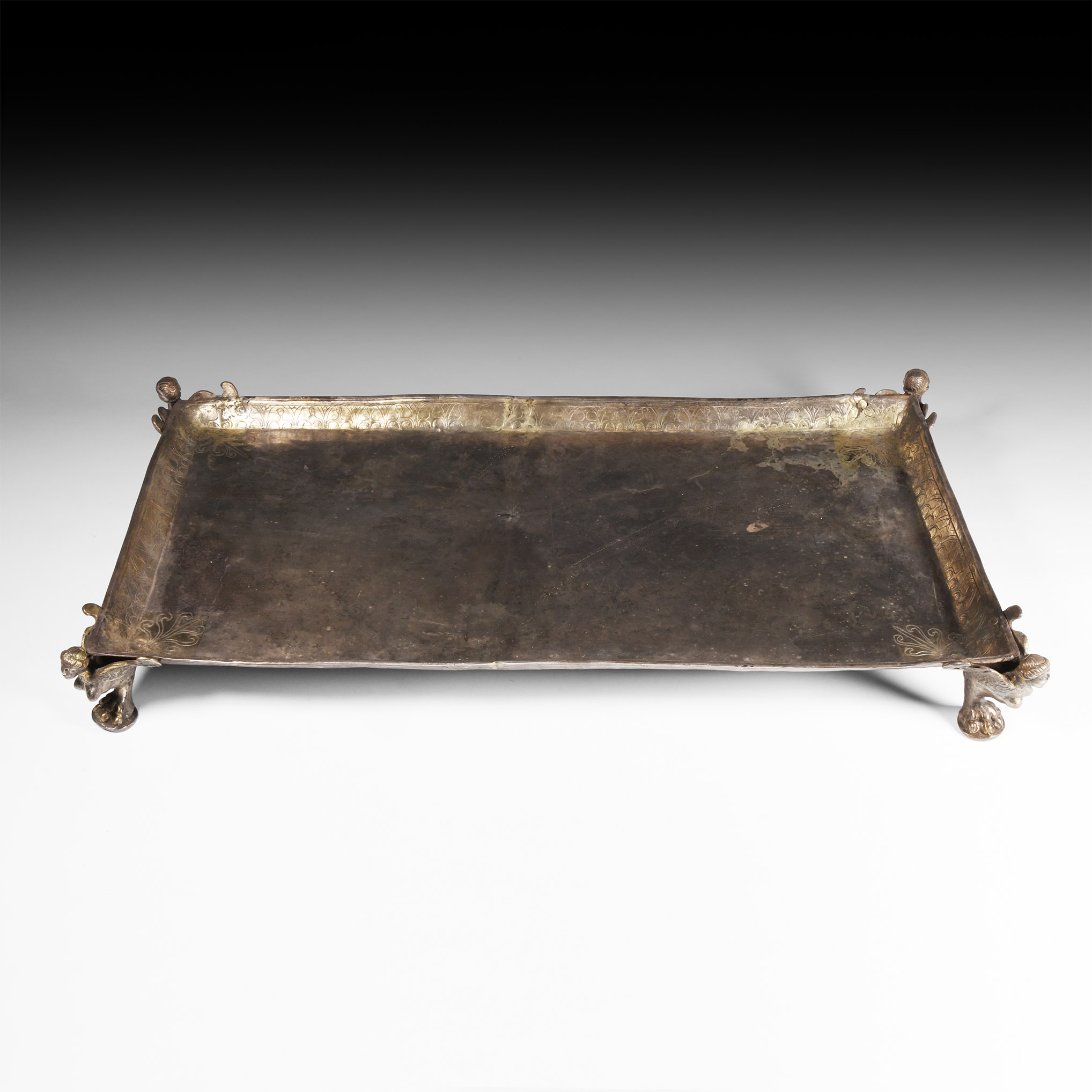 Hellenistic Silver Salver with Sphinxes
