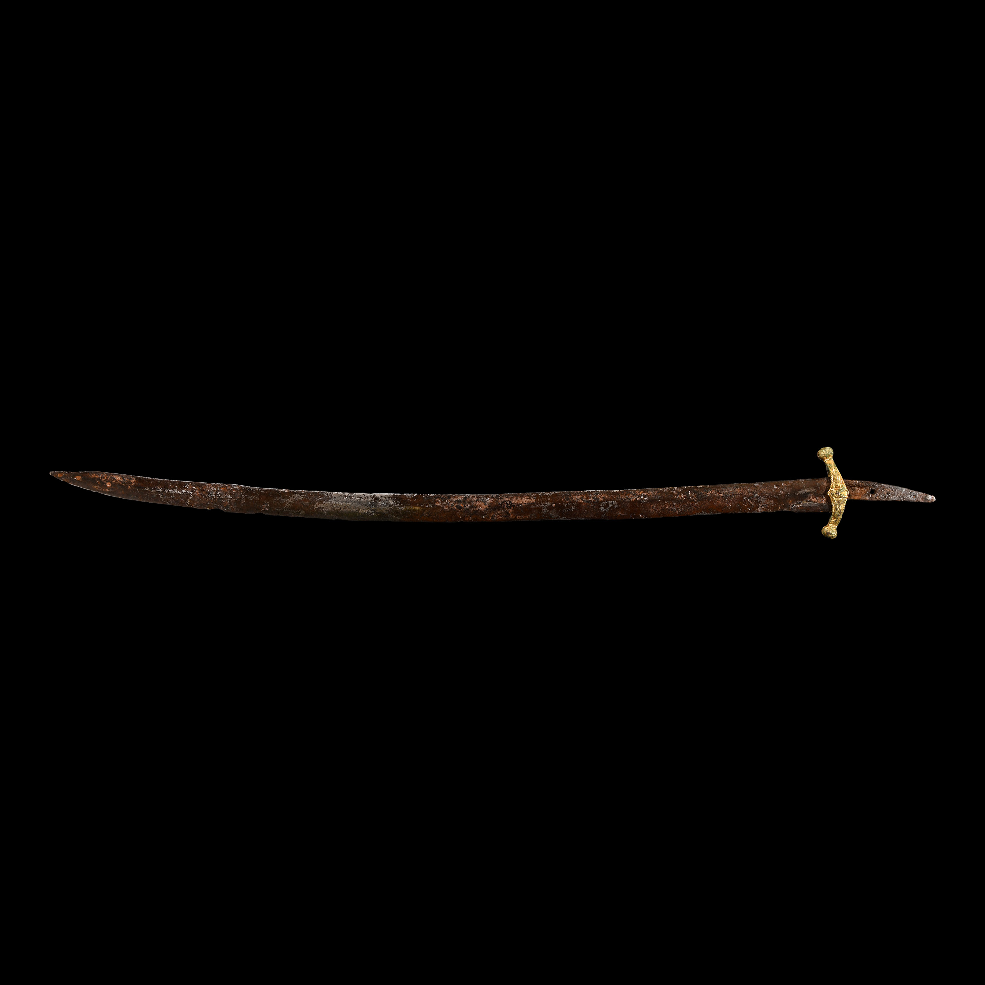 Khazar Iron Sabre with Gilt Bronze Cross Guard