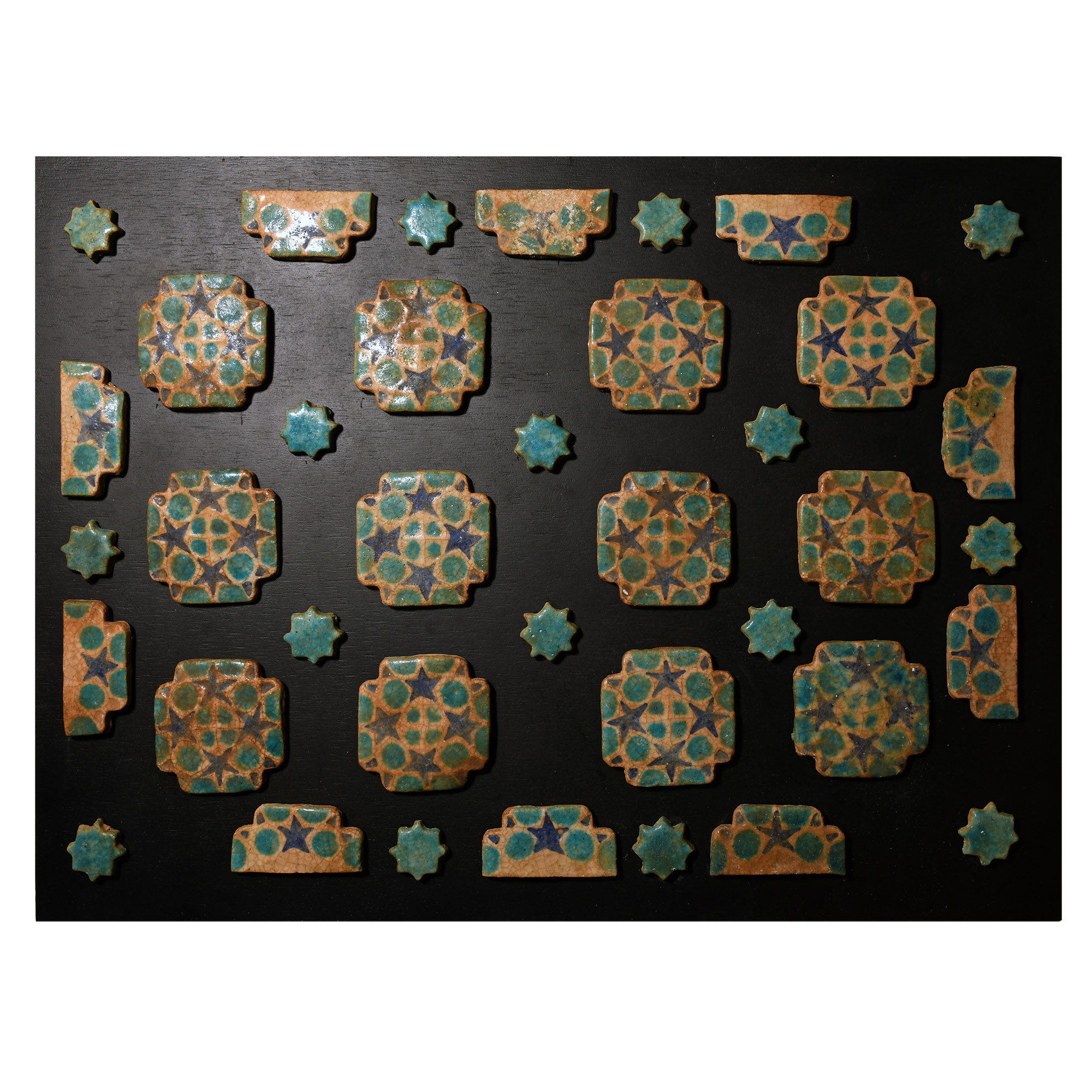 Western Asiatic Glazed Ceramic Tile Group with Stars