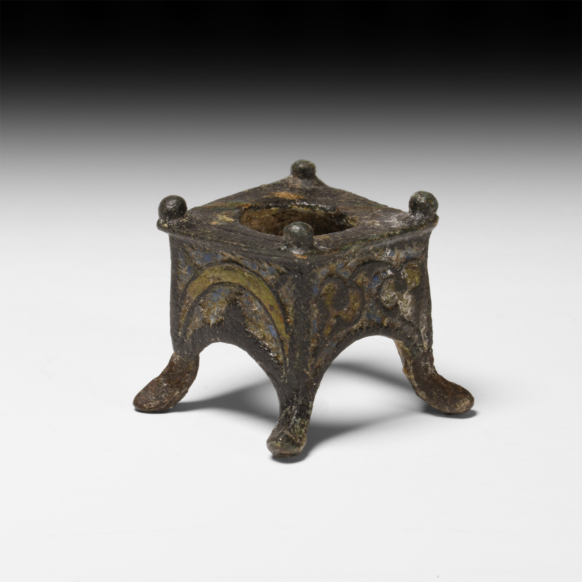 Roman Enamelled Bronze Miniature Votive Altar