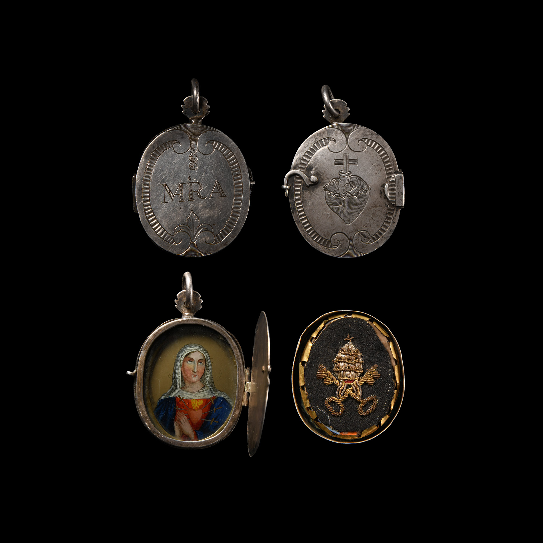 Post Medieval Papal Silver Reliquary Pendant with Portrait