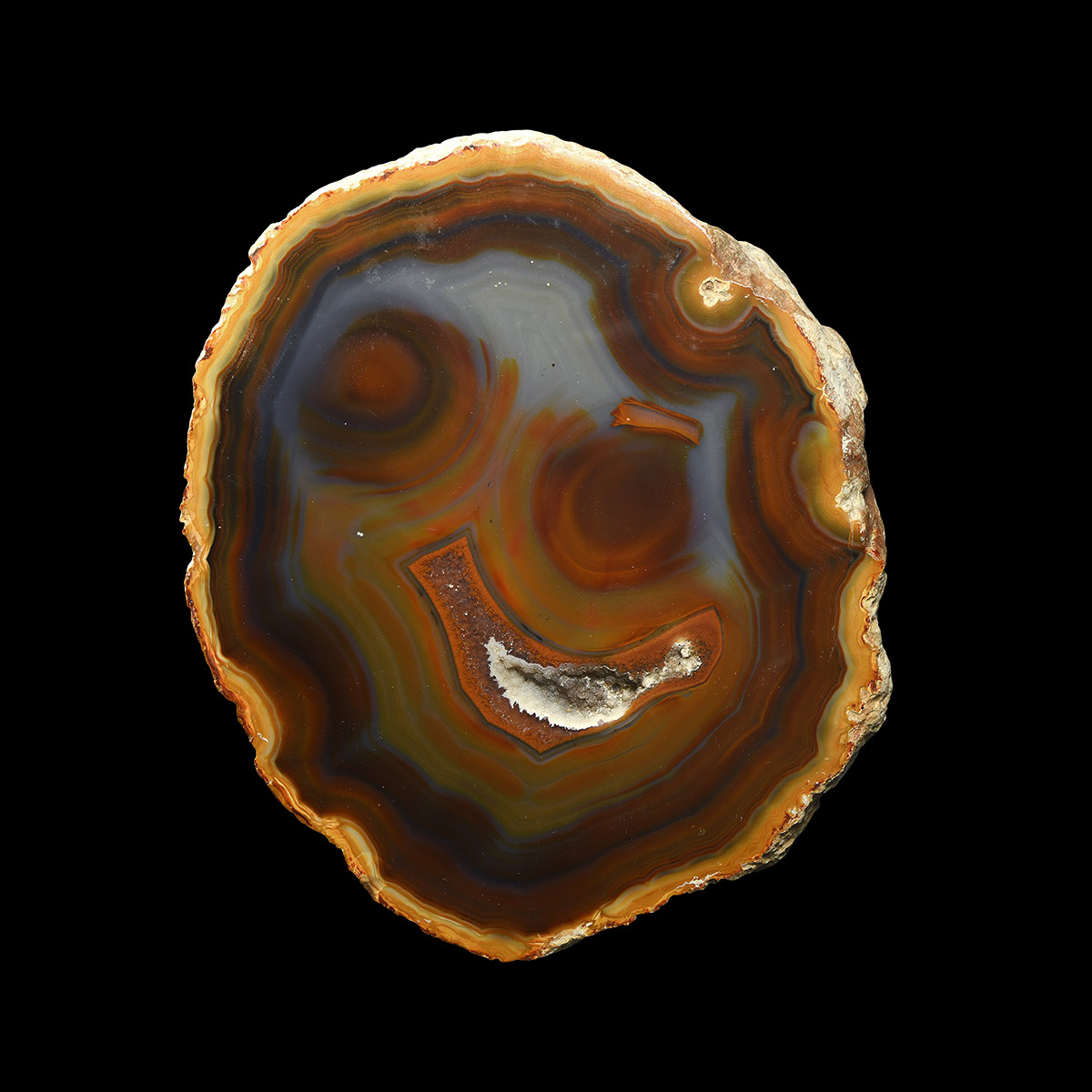 Natural History - Large 'Winking Smiley Face' Cut and Polished Agate Display
