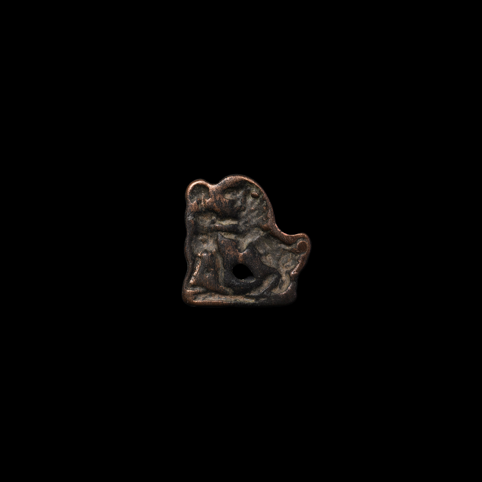 Central Asian Seal Pendant with Lion Attacking a Standing Figure