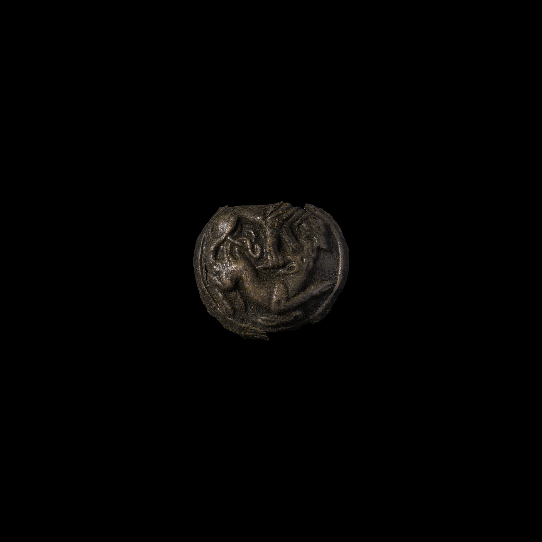 Western Asiatic Silver RepoussÉ Mount with Lion Attacking an Antelope