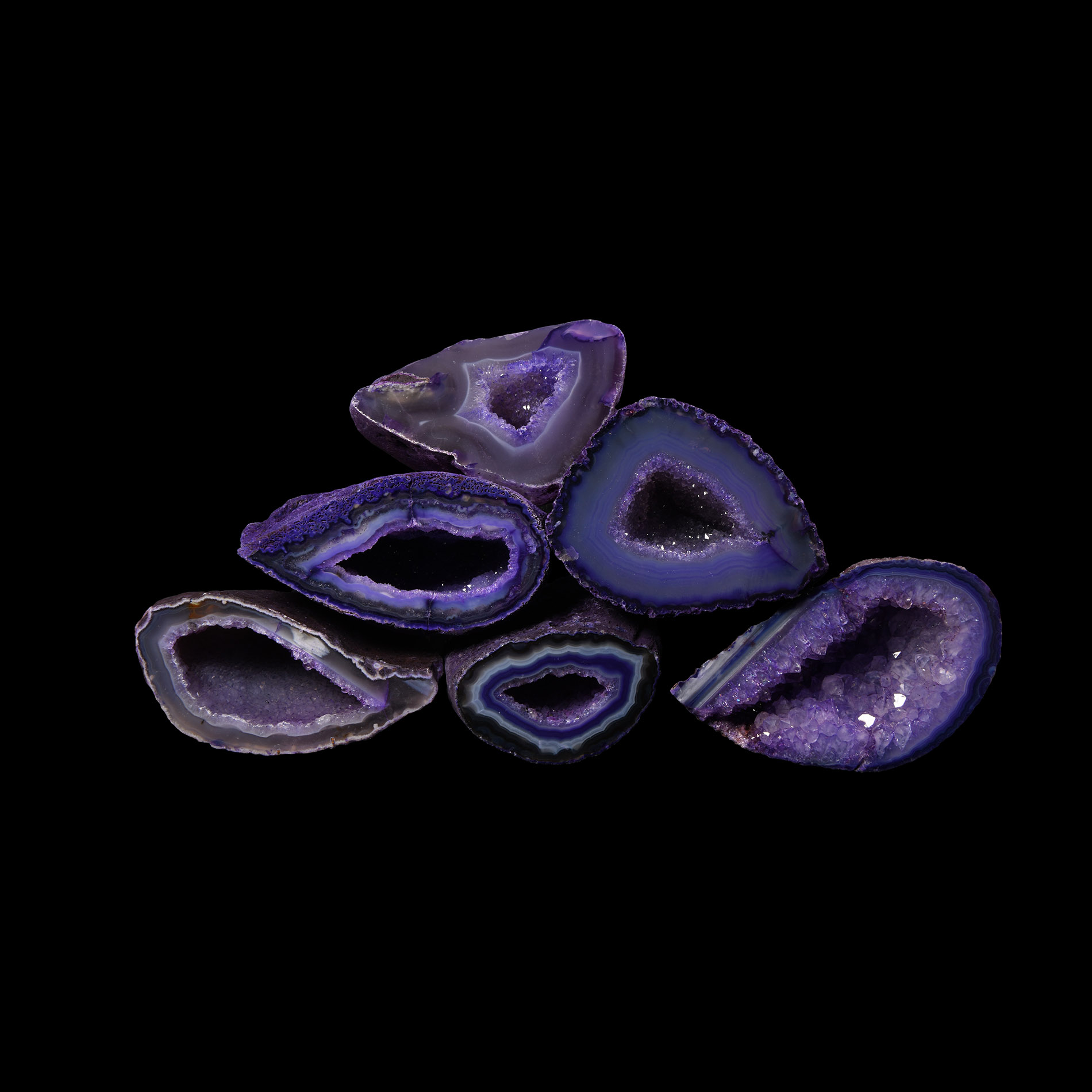 Natural History - Purple Agate Crystal Geode Section Group