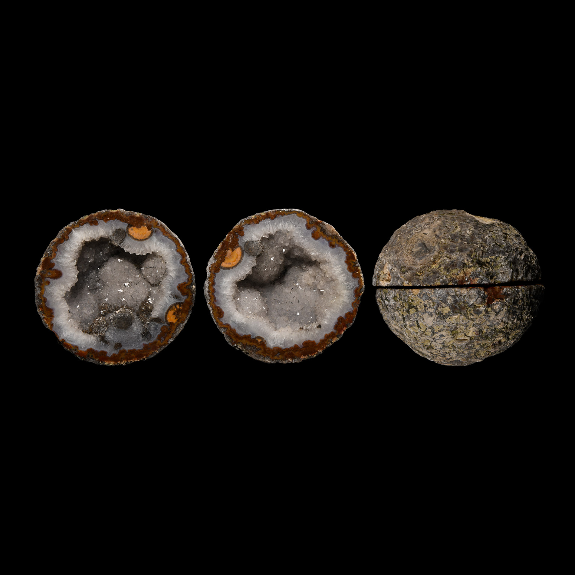 Natural History - Cut and Polished Agate Crystal Geode Pair